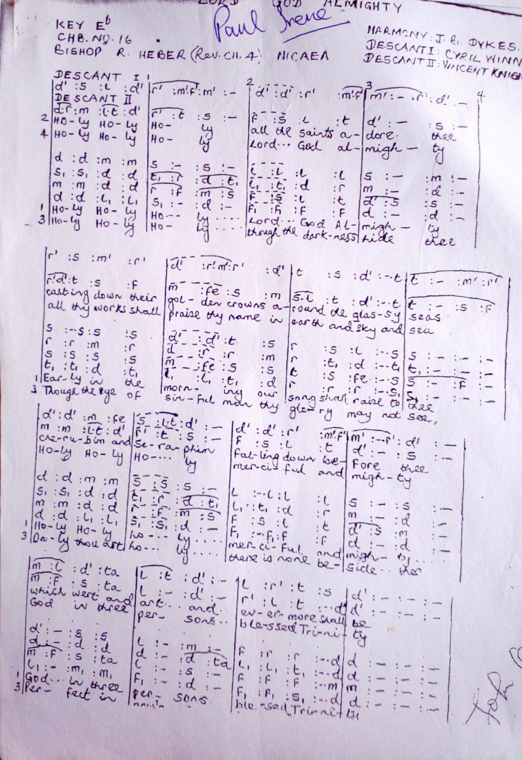 Holy, Holy, Holy Lord God Almighty - Download Choir Script PDF
