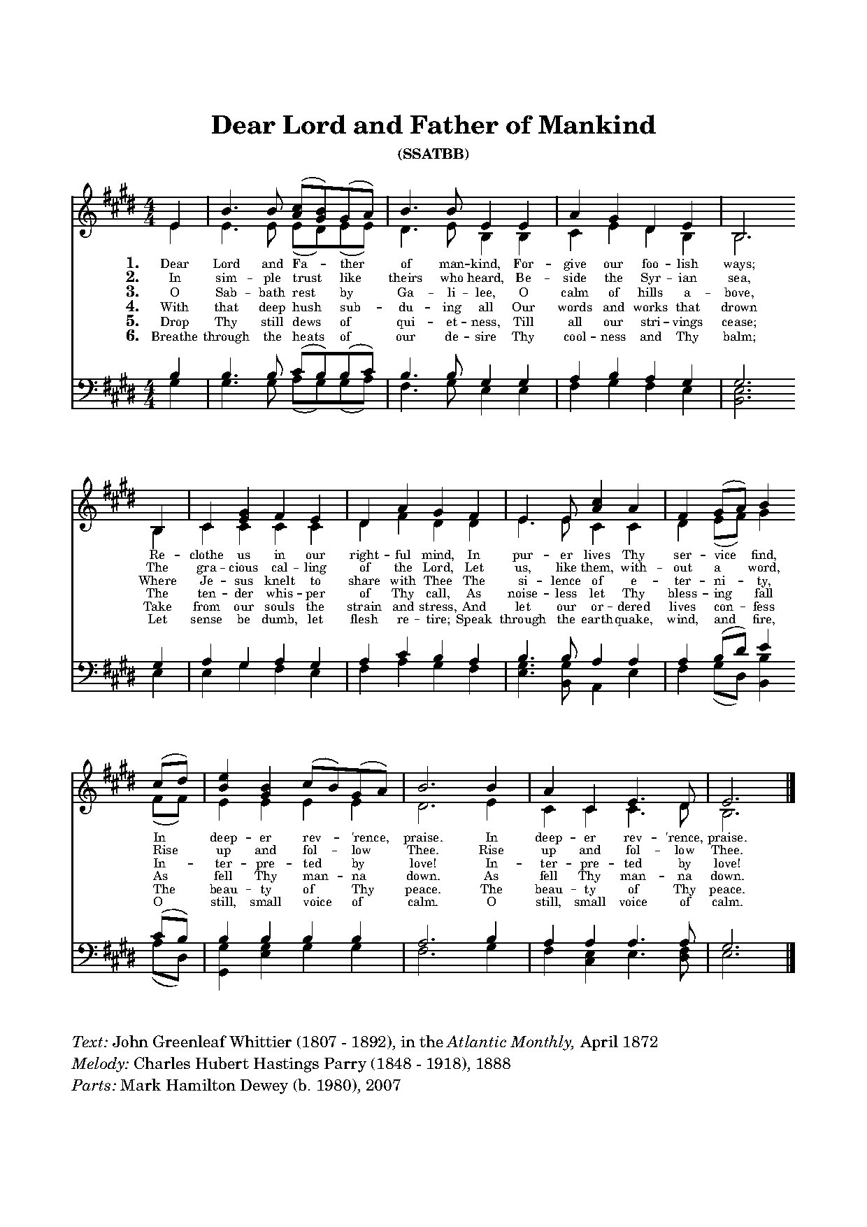 Dear Lord And Father Of Mankind E - Download Choir Script PDF