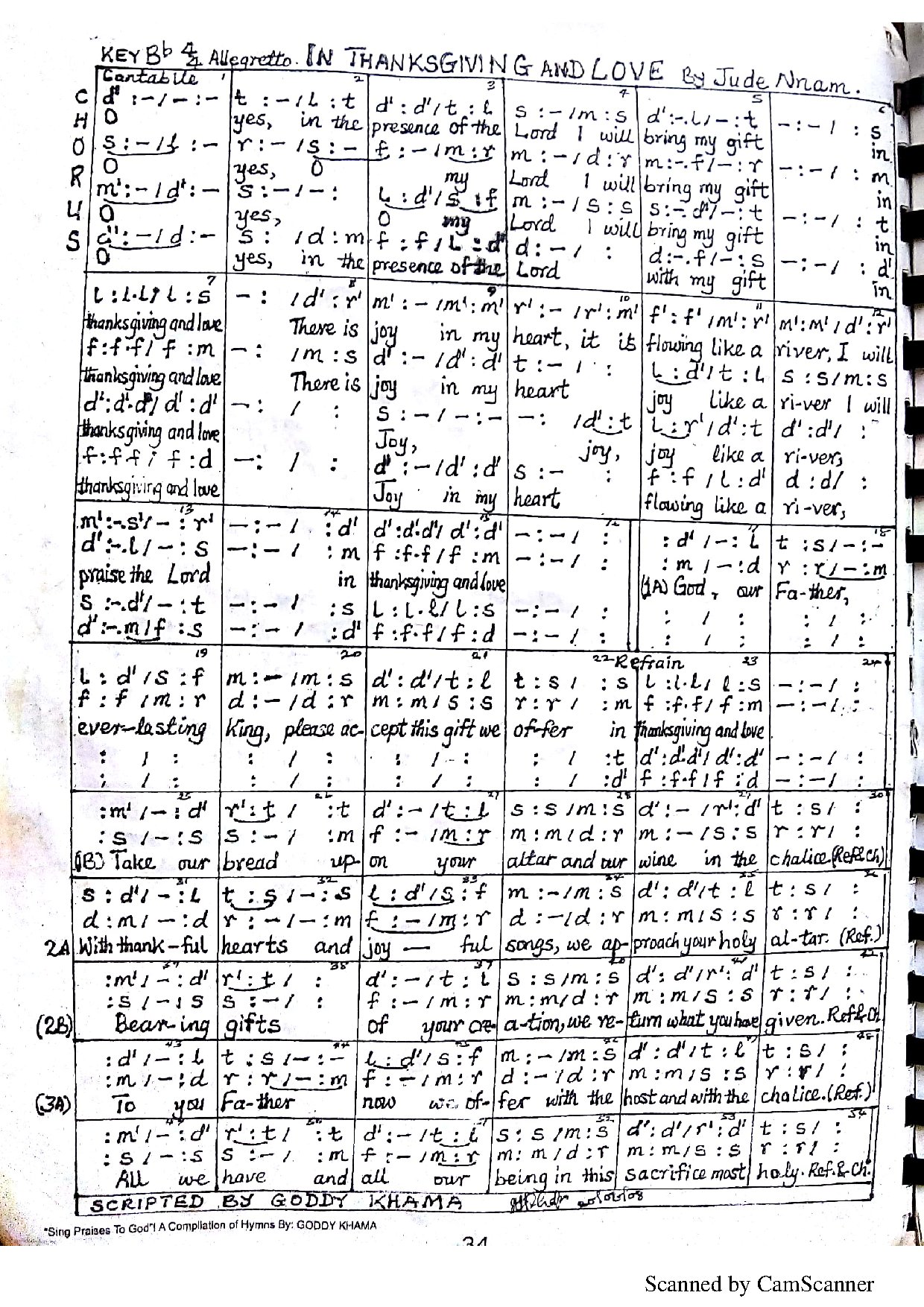 In Thanksgiving And Love - Download Choir Script PDF