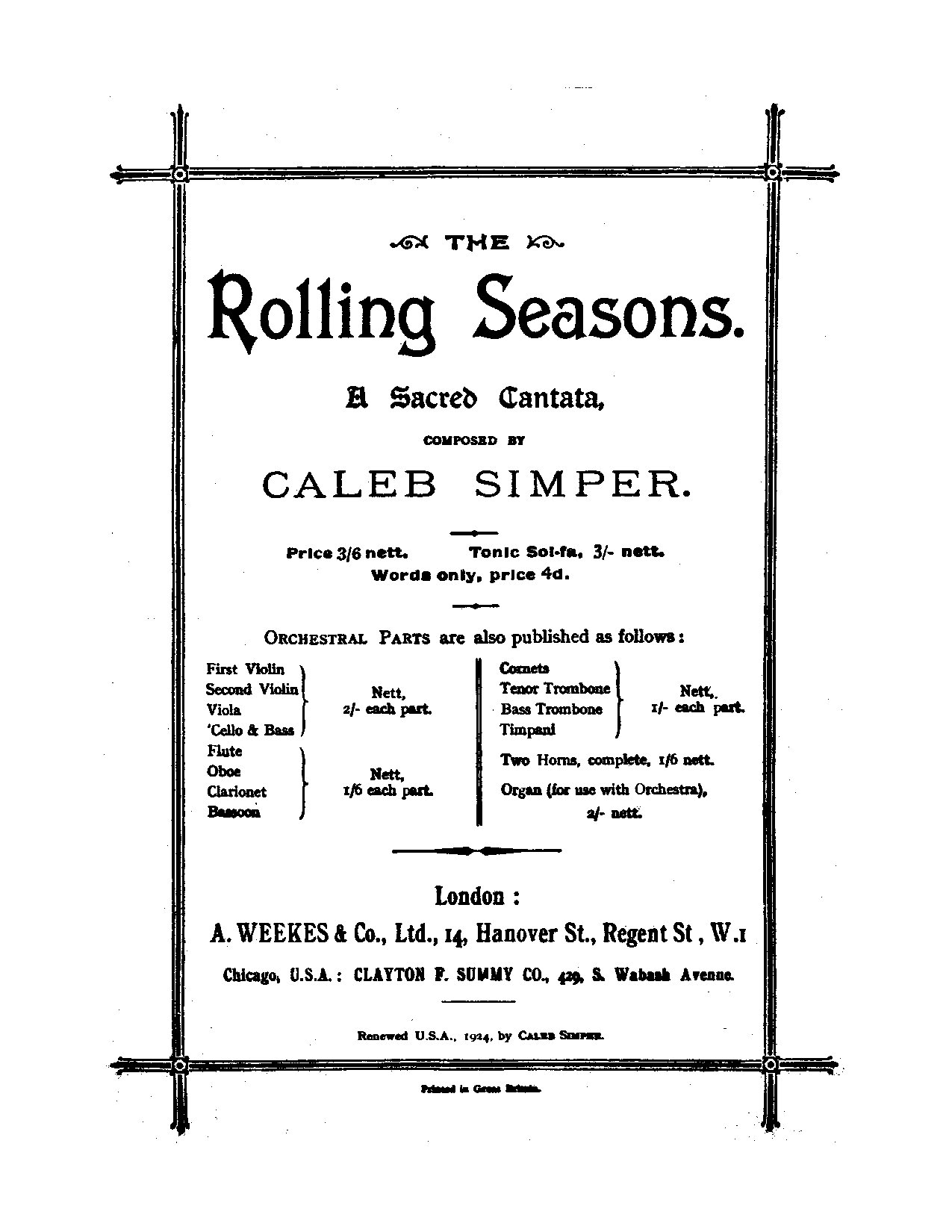 The Rolling Seasons Cantata - Download Choir Script PDF