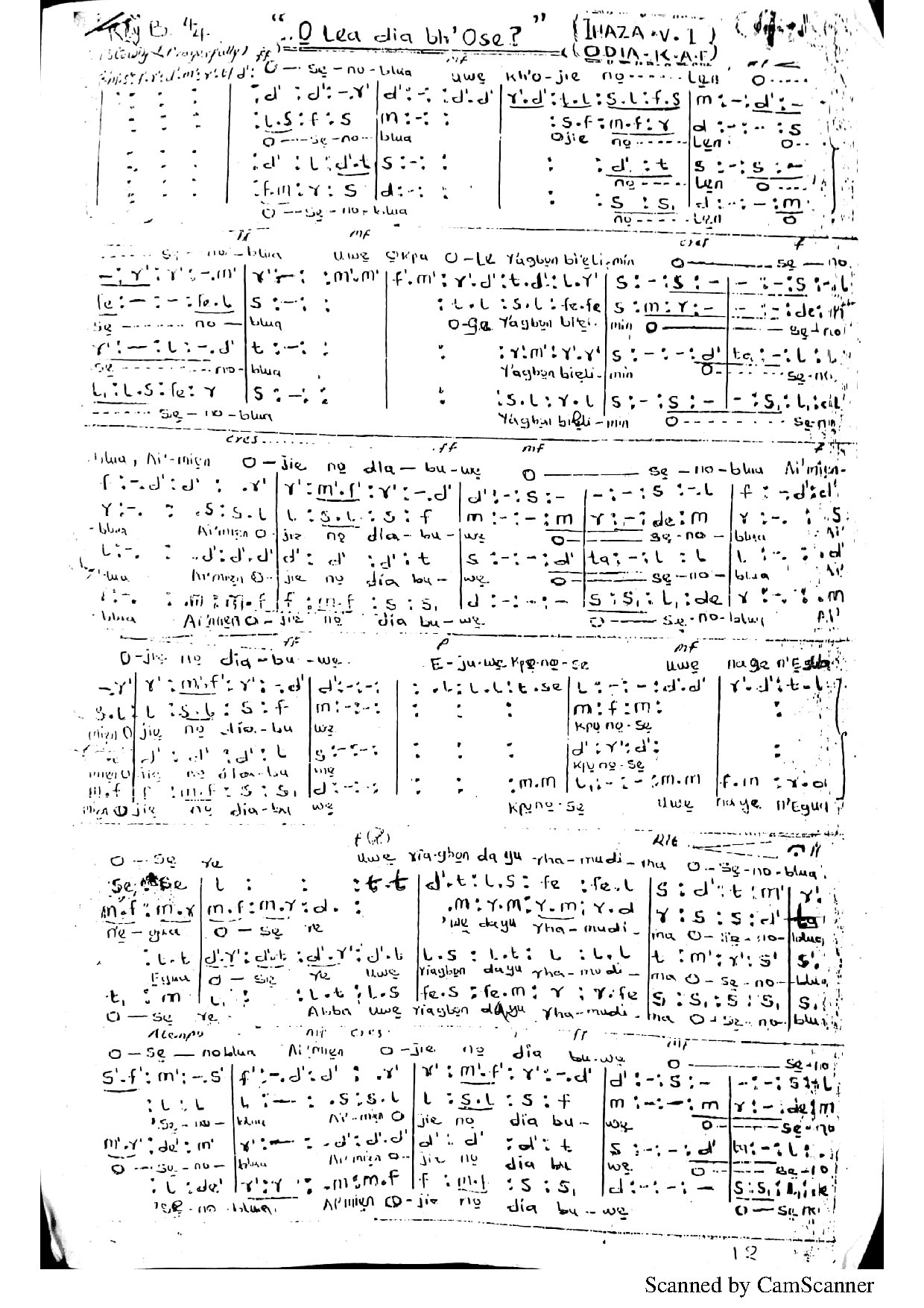 O Lea Dia Bh Ose - Download Choir Script PDF