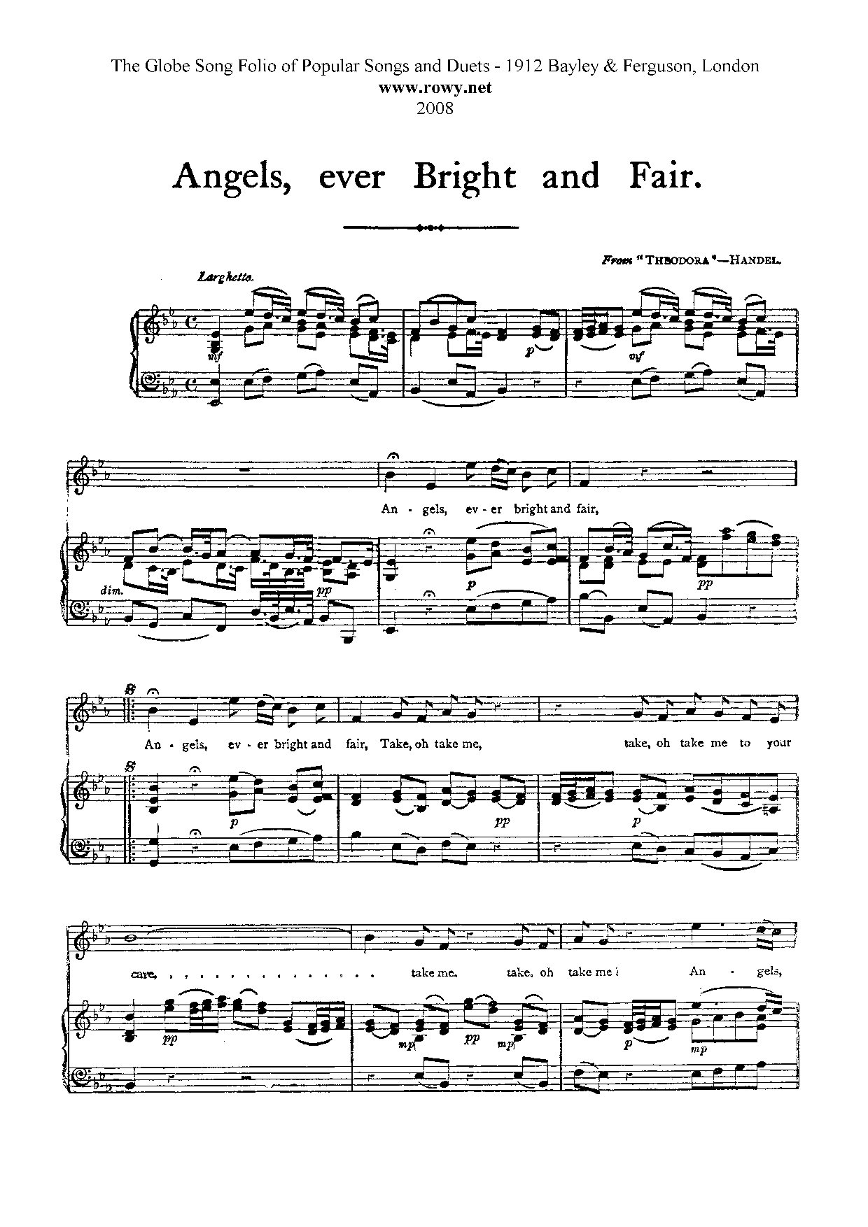 Theodora Angels Ever Bright And Fair - Download Choir Script PDF