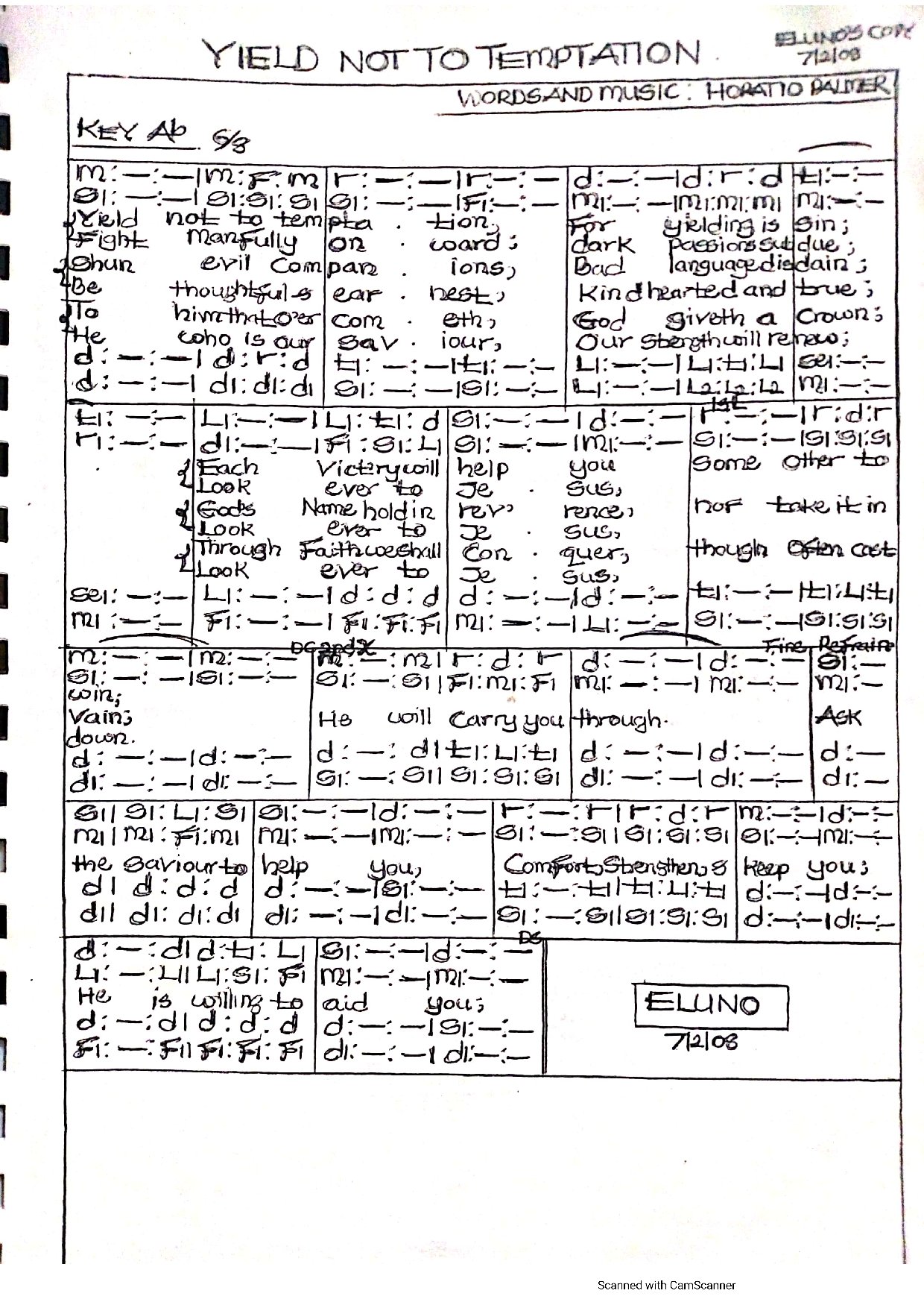 Yield Not To Temptation - Download Choir Script PDF
