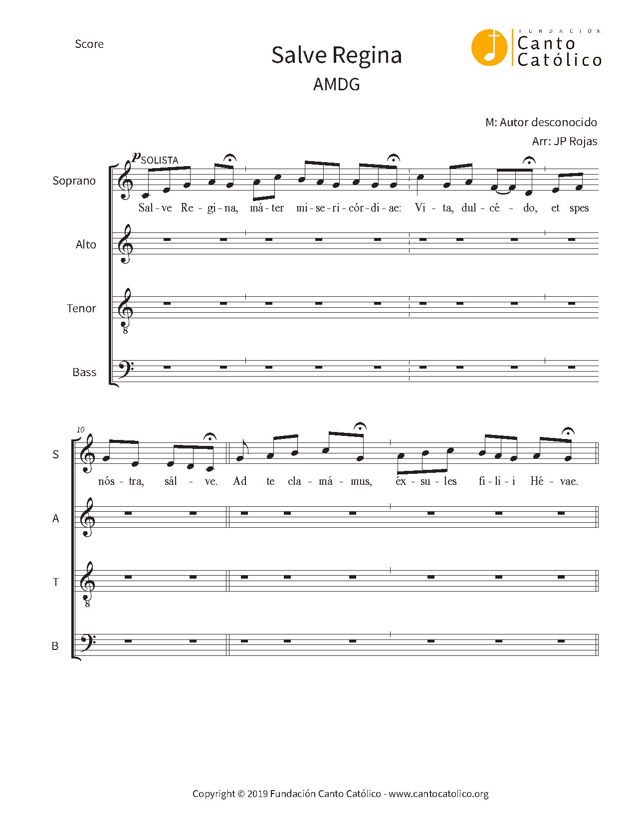Salve Regina - Voces - Download Choir Script PDF