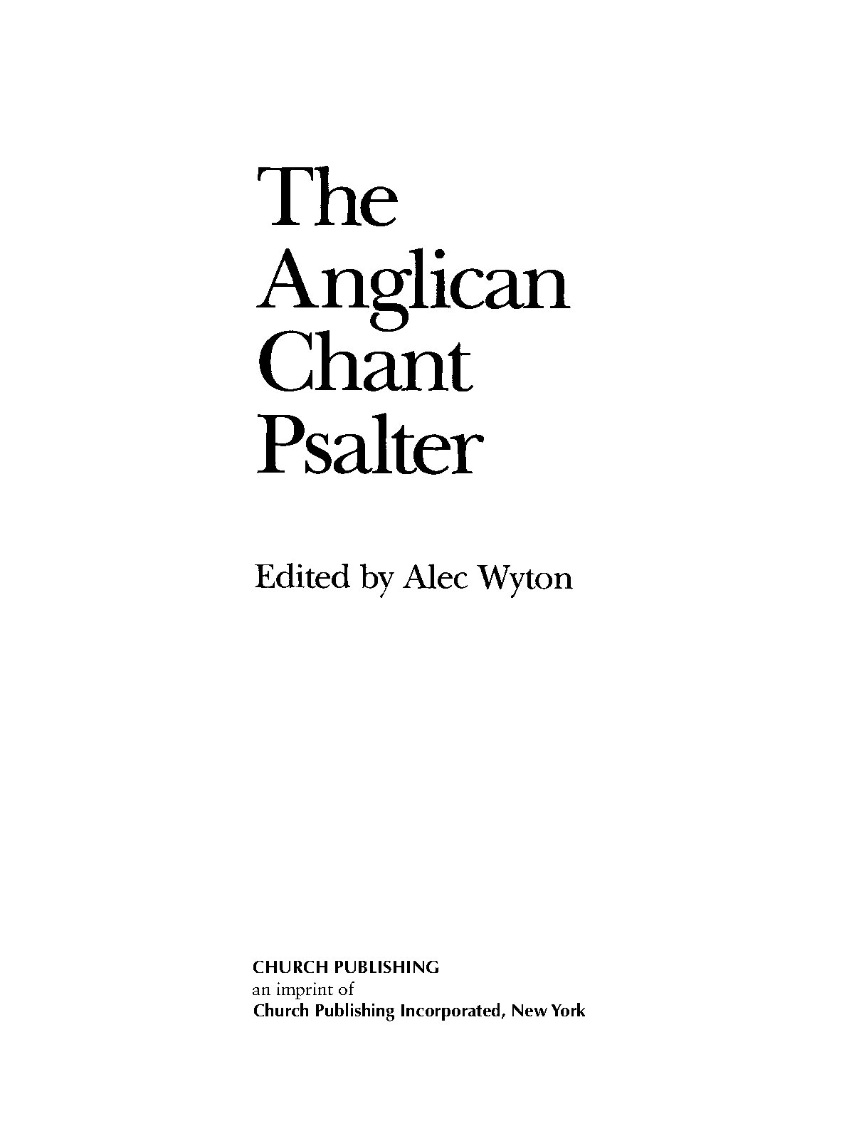 The Anglican Chant Psalter - Download Choir Script PDF