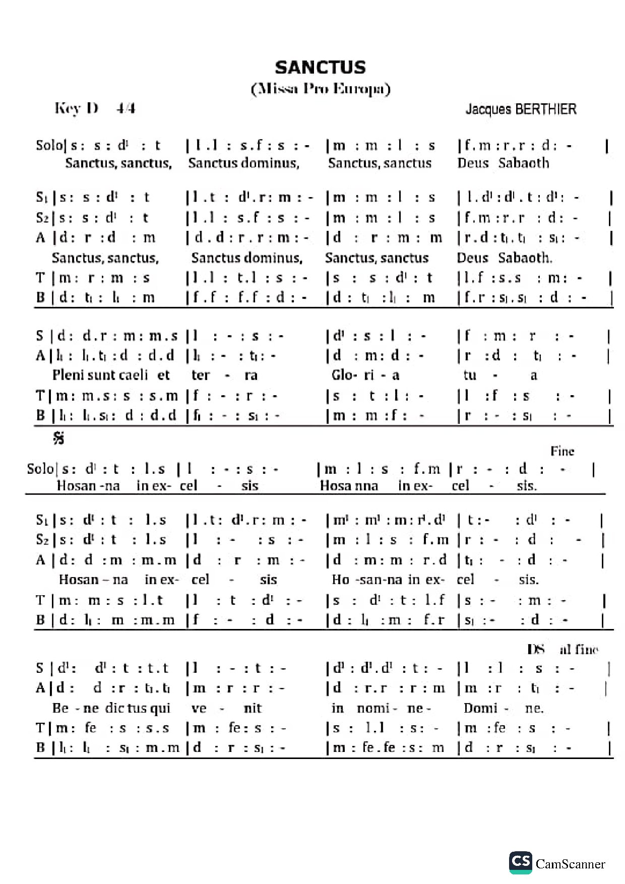 Misa Pro Europa Sanctus - Download Choir Script PDF