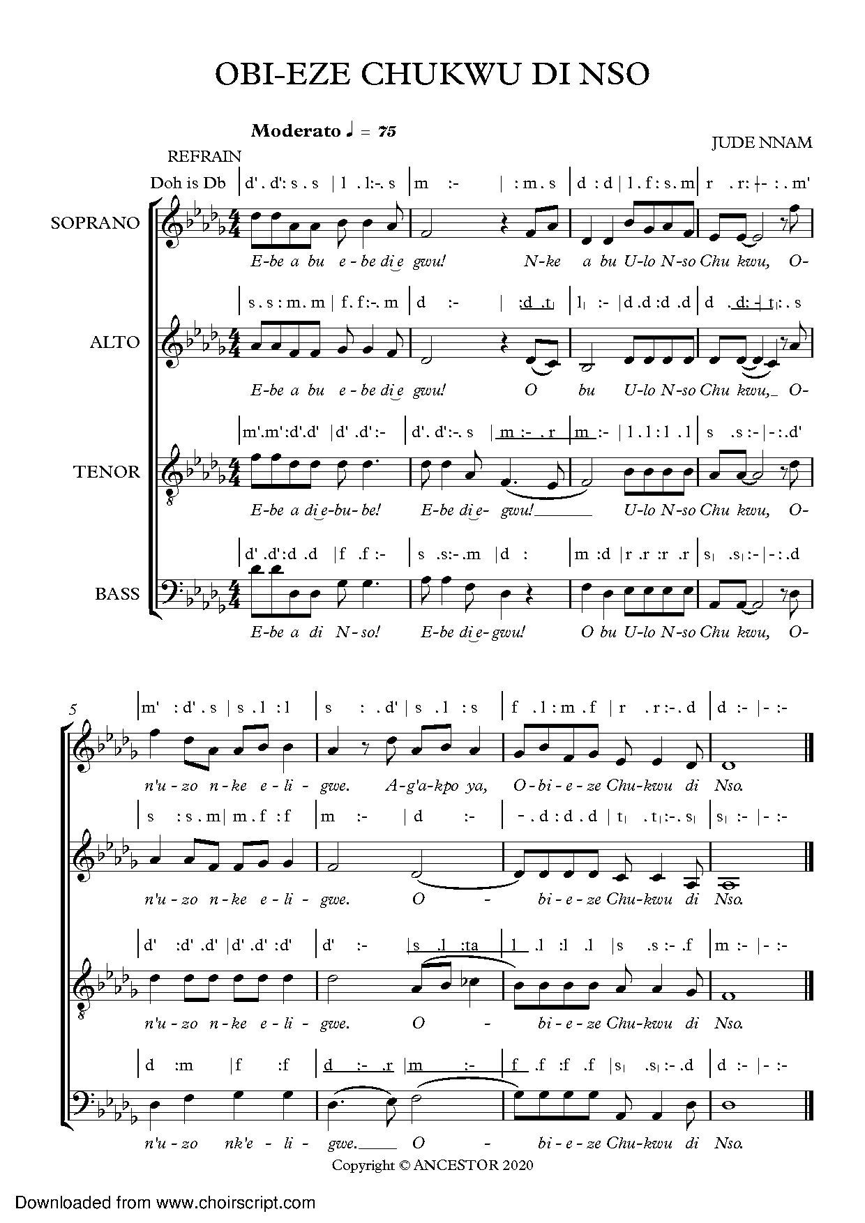 Obi-eze-chukwu-di-nso-jude-nnam-ebbfe - Download Choir Script PDF