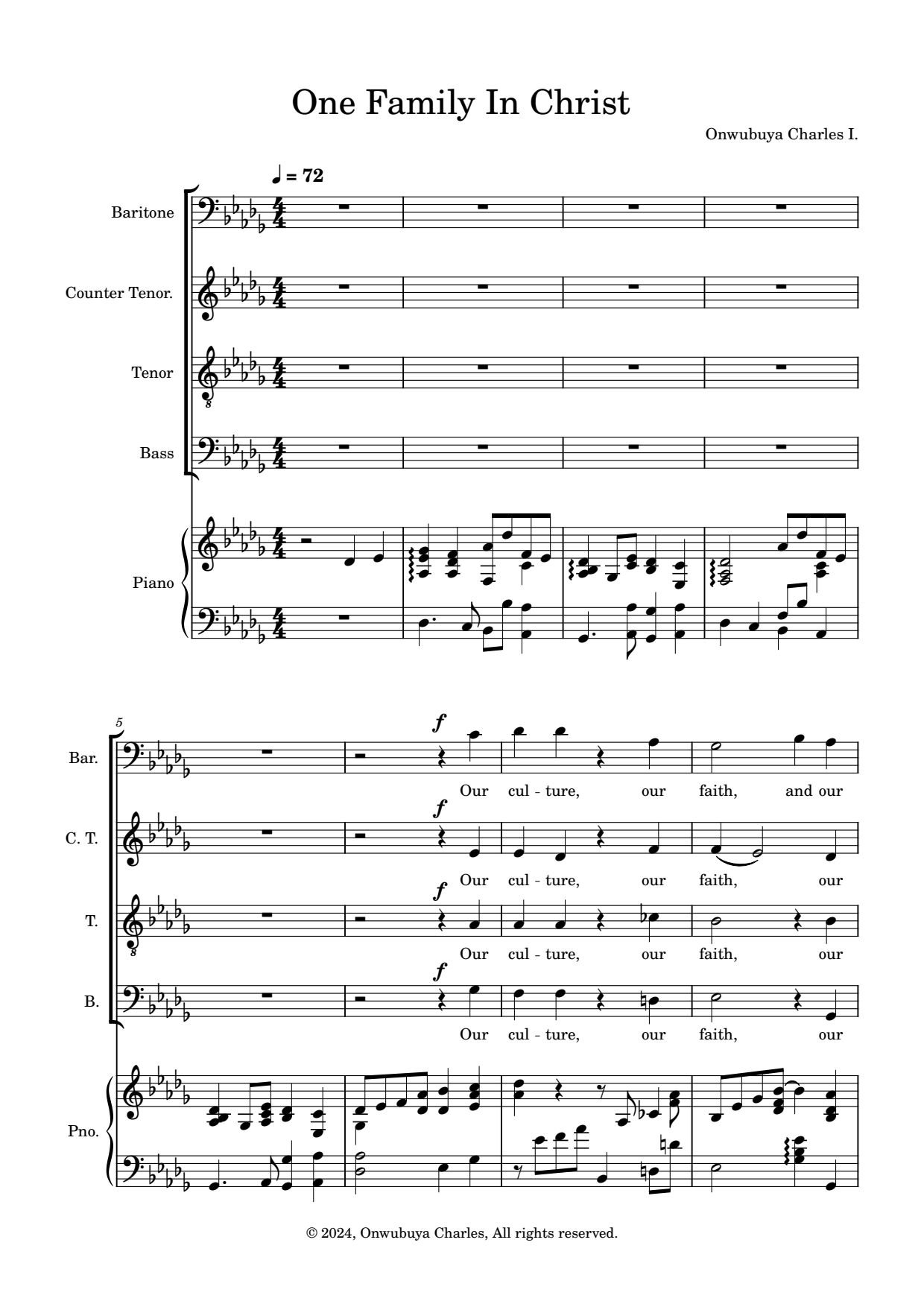 One Family In Christ Staff Score - Download Choir Script PDF