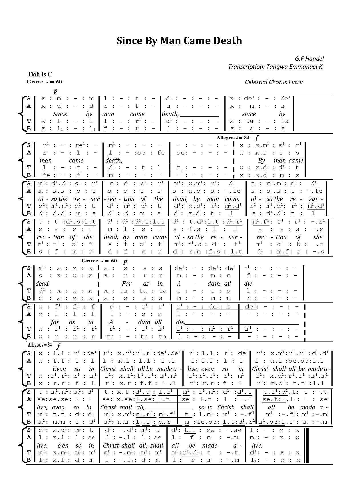 Since By Man - Download Choir Script PDF