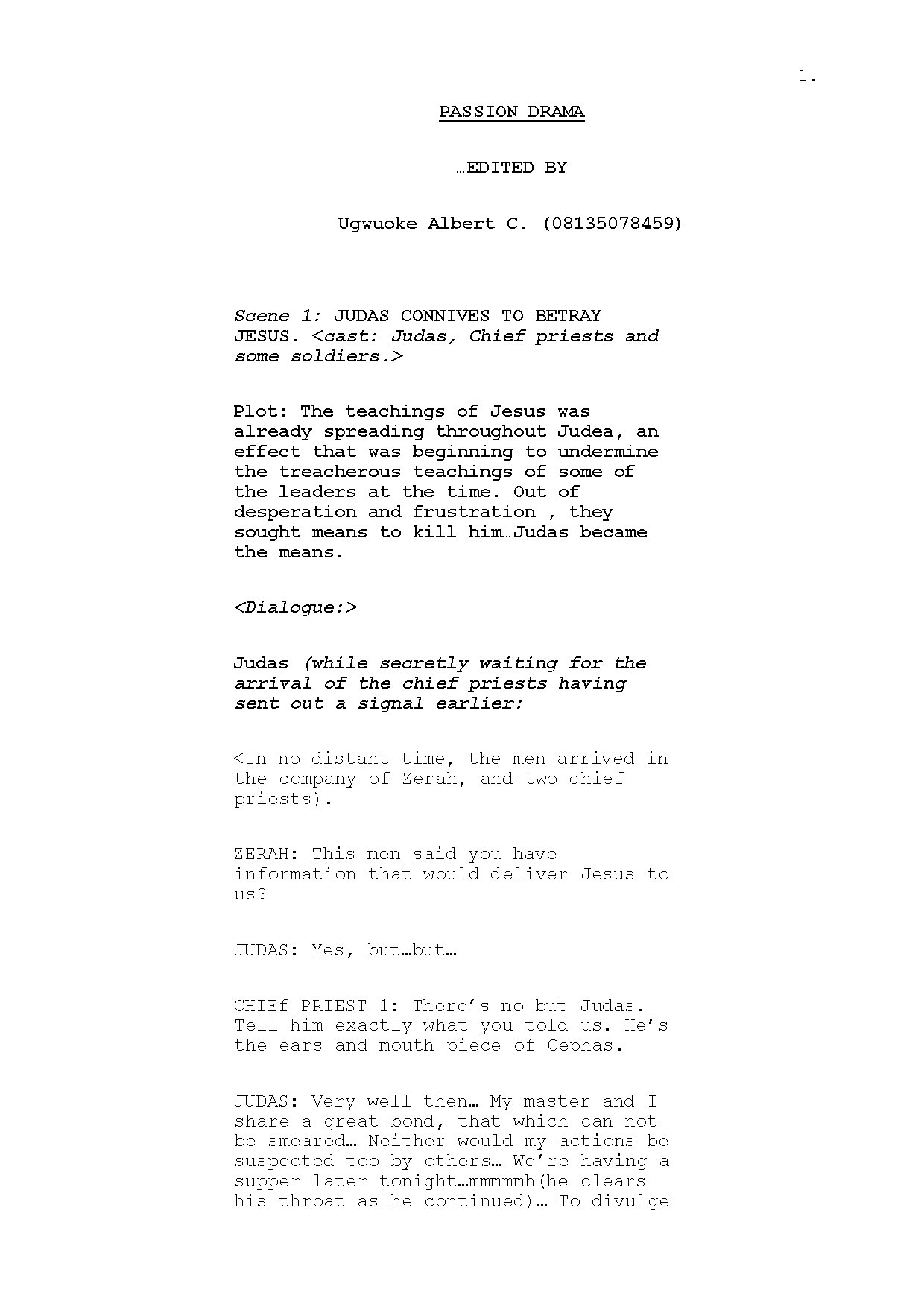 Passion Play Edited - Download Choir Script PDF