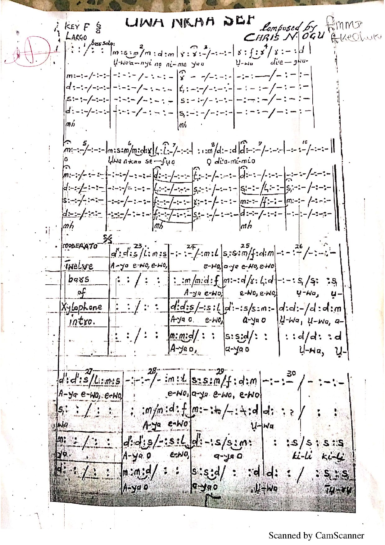 Ụwa Nke A Sef... Chris N Ogu - Download Choir Script PDF