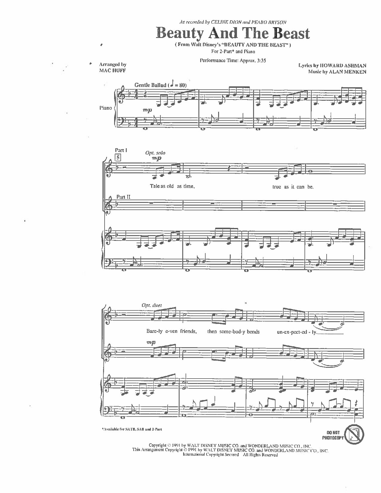 Beauty And The Beast Full - Download Choir Script PDF