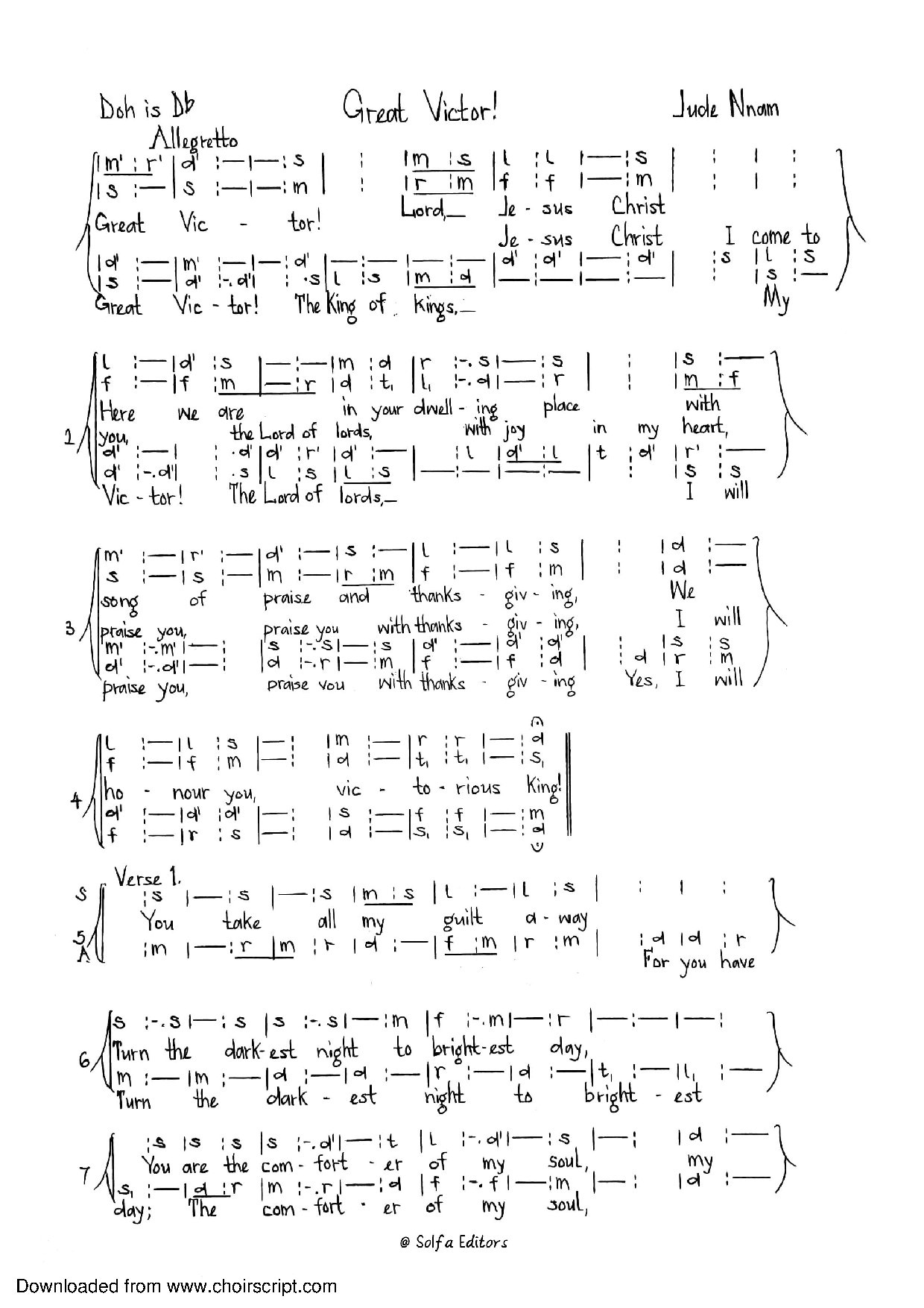 Great-victor-by-jude-nnam - Download Choir Script PDF