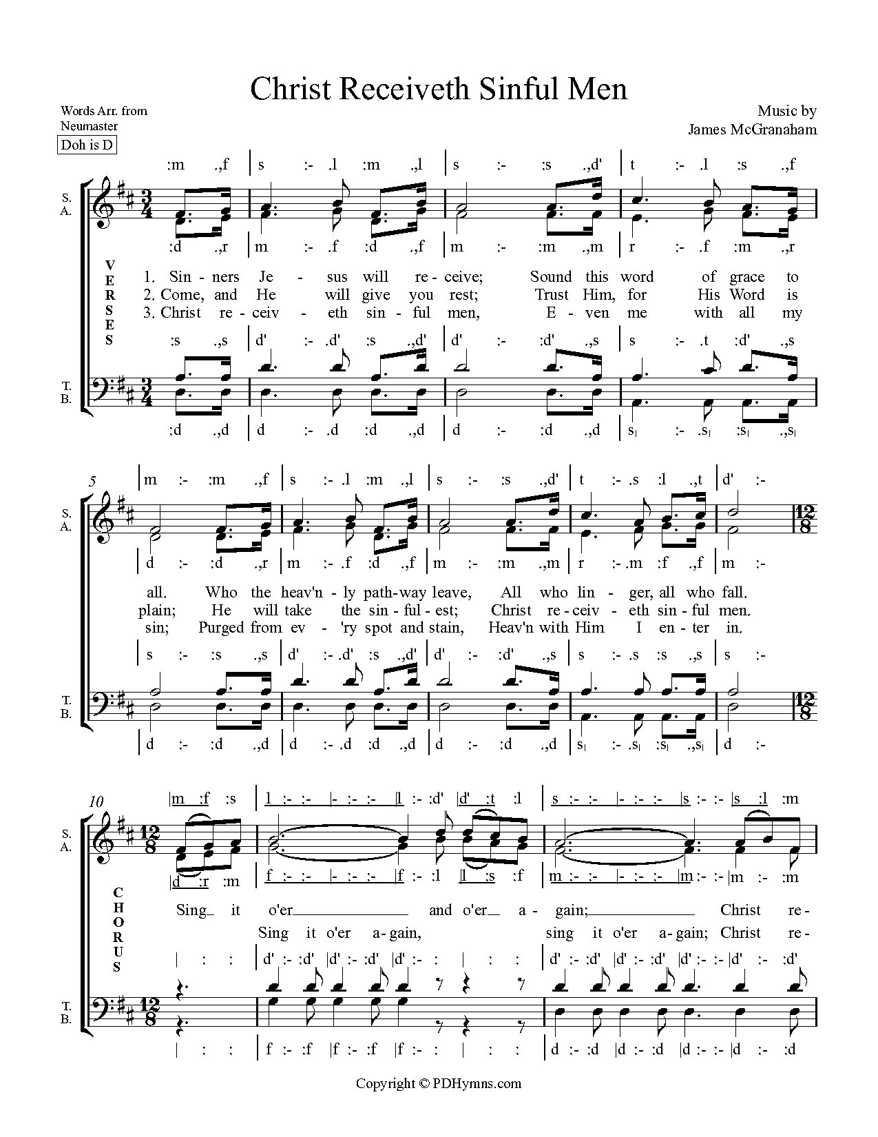 Christ Receiveth Sinful Men - James Mcgranaham - Download Choir Script PDF