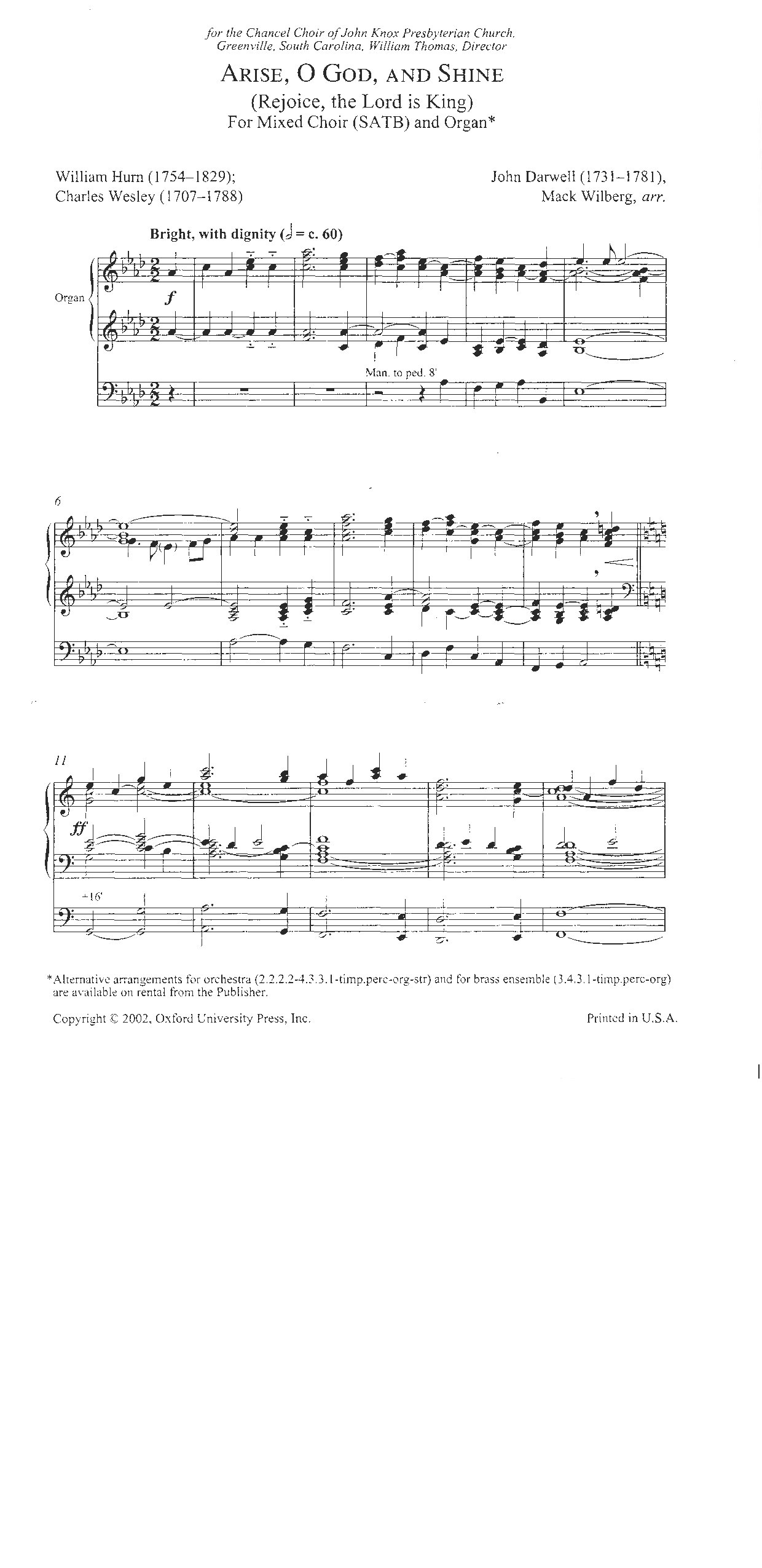 Arise O God-and-shine-wilberg - Download Choir Script PDF