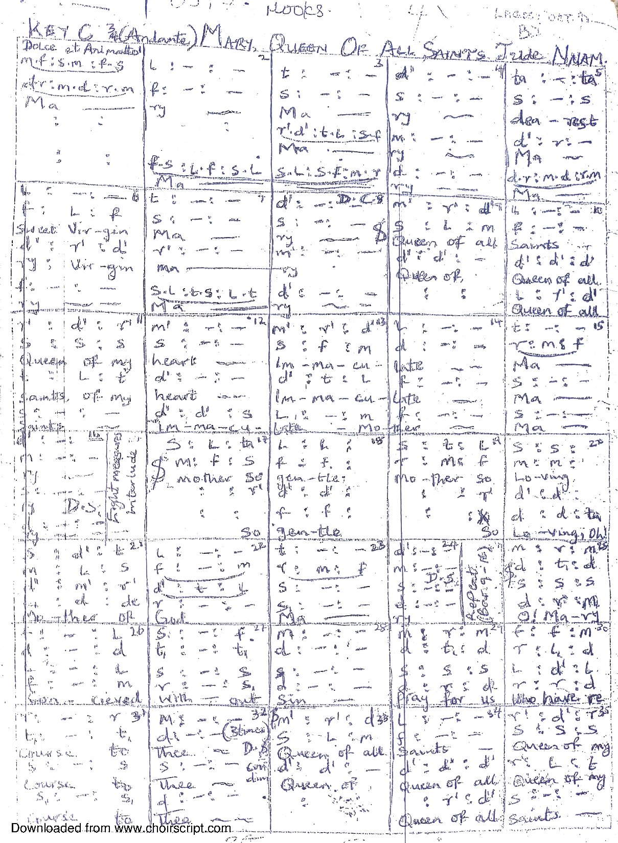 Mary-queen-of-all-saints-by-jude-nnam - Download Choir Script PDF
