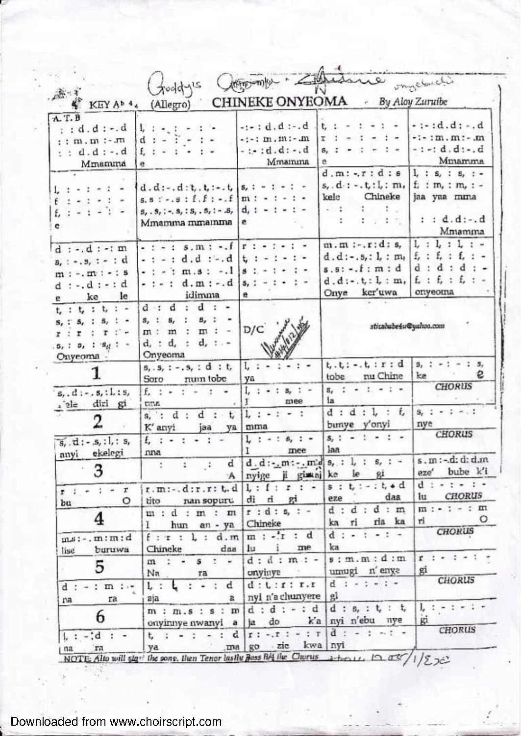 Chineke-onyeoma-jude-nnam - Download Choir Script PDF