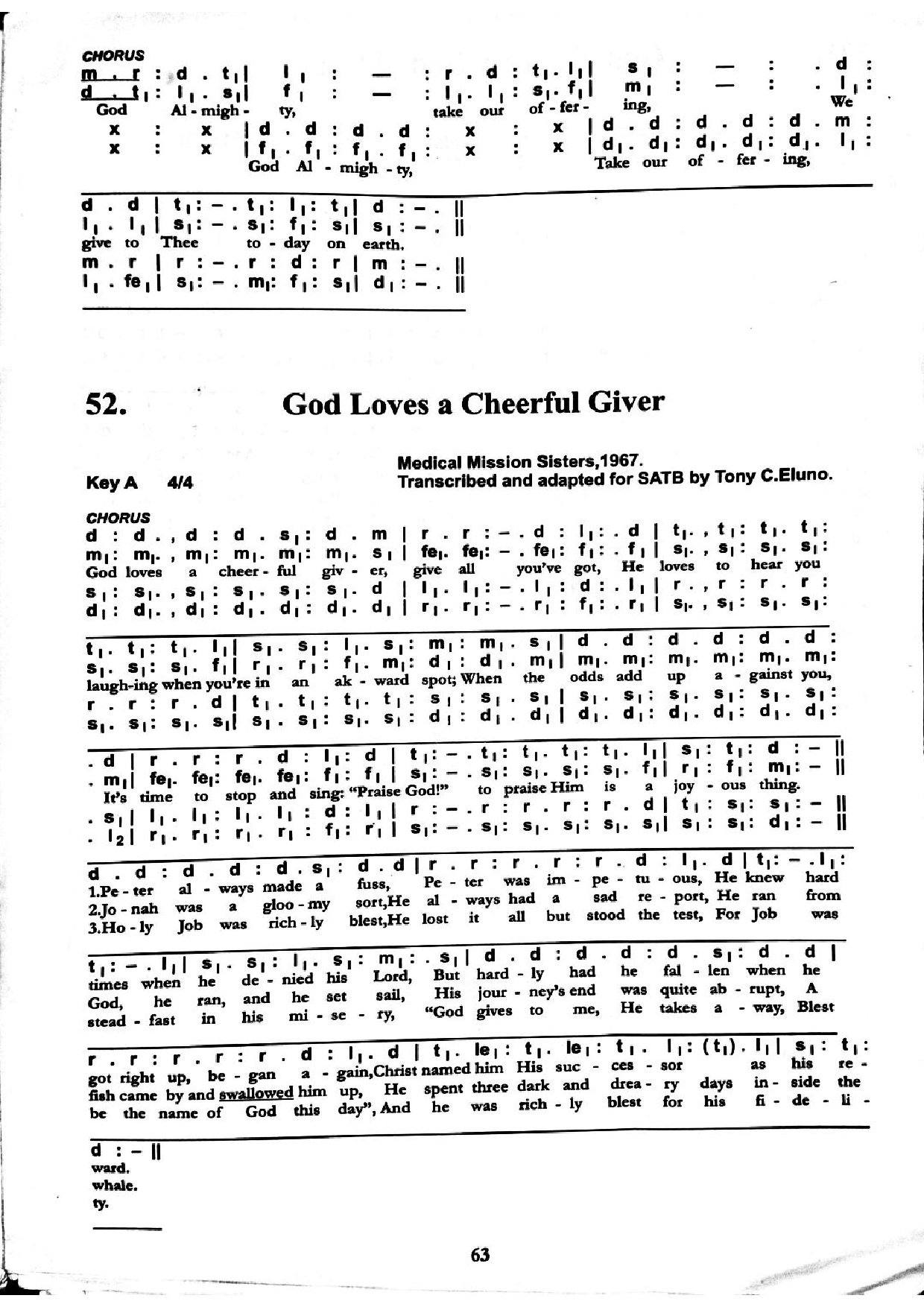 God Loves A Cheerful Giver - Download Choir Script PDF