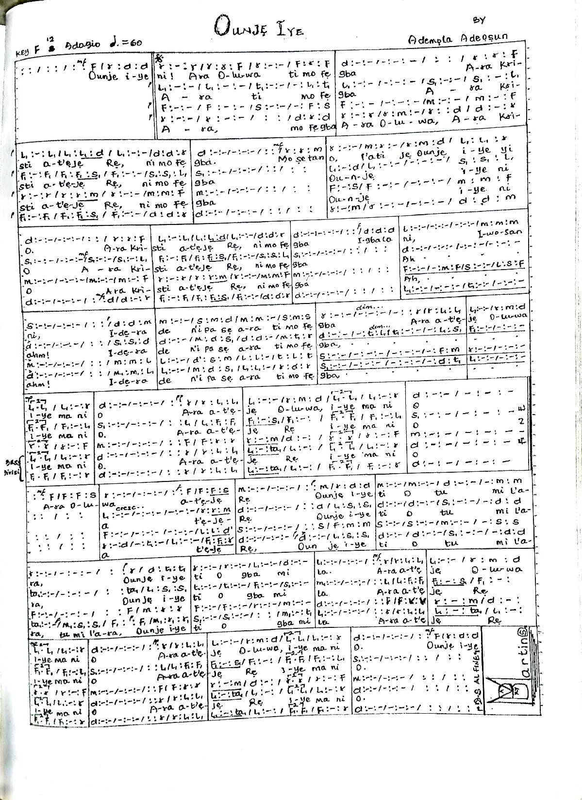 Ounje-iye - Download Choir Script PDF