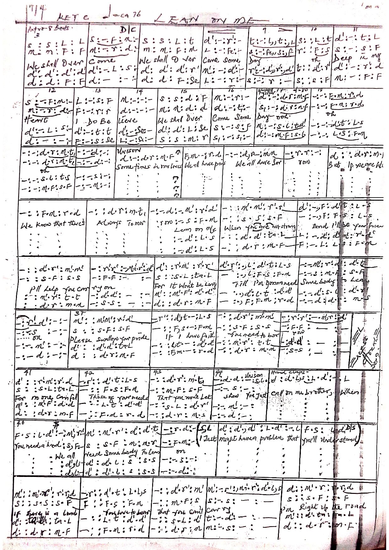 Lean On Me - Download Choir Script PDF