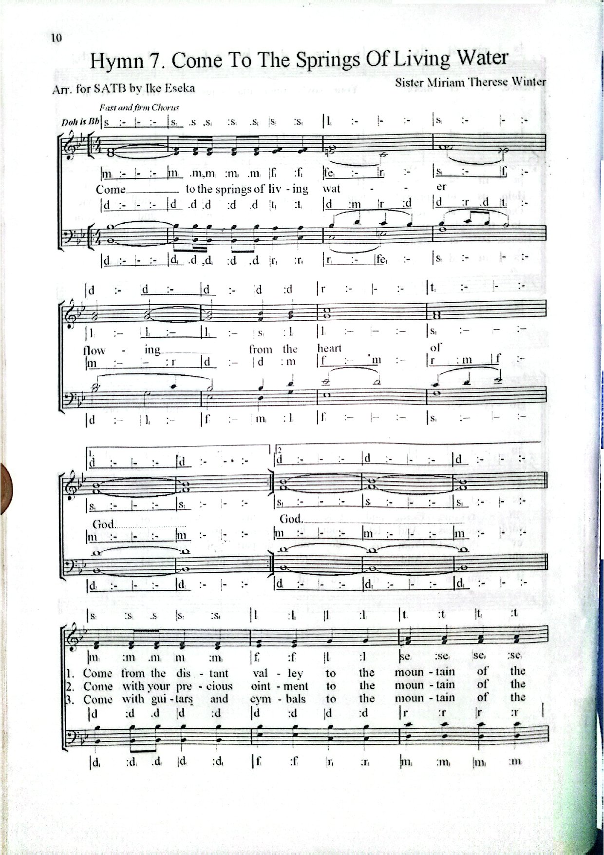 Come To The Springs Of Living Water - Download Choir Script PDF