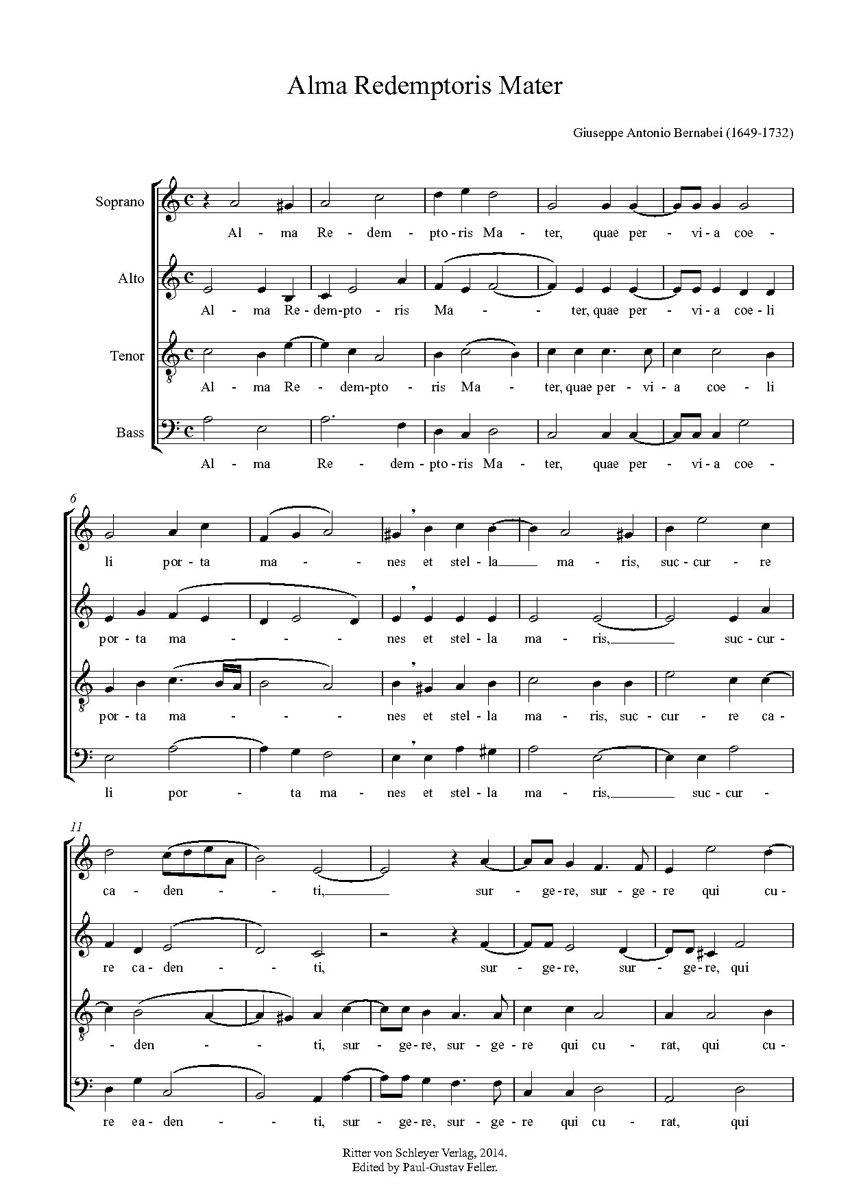 Bernabei Alma Redemptoris - Download Choir Script PDF