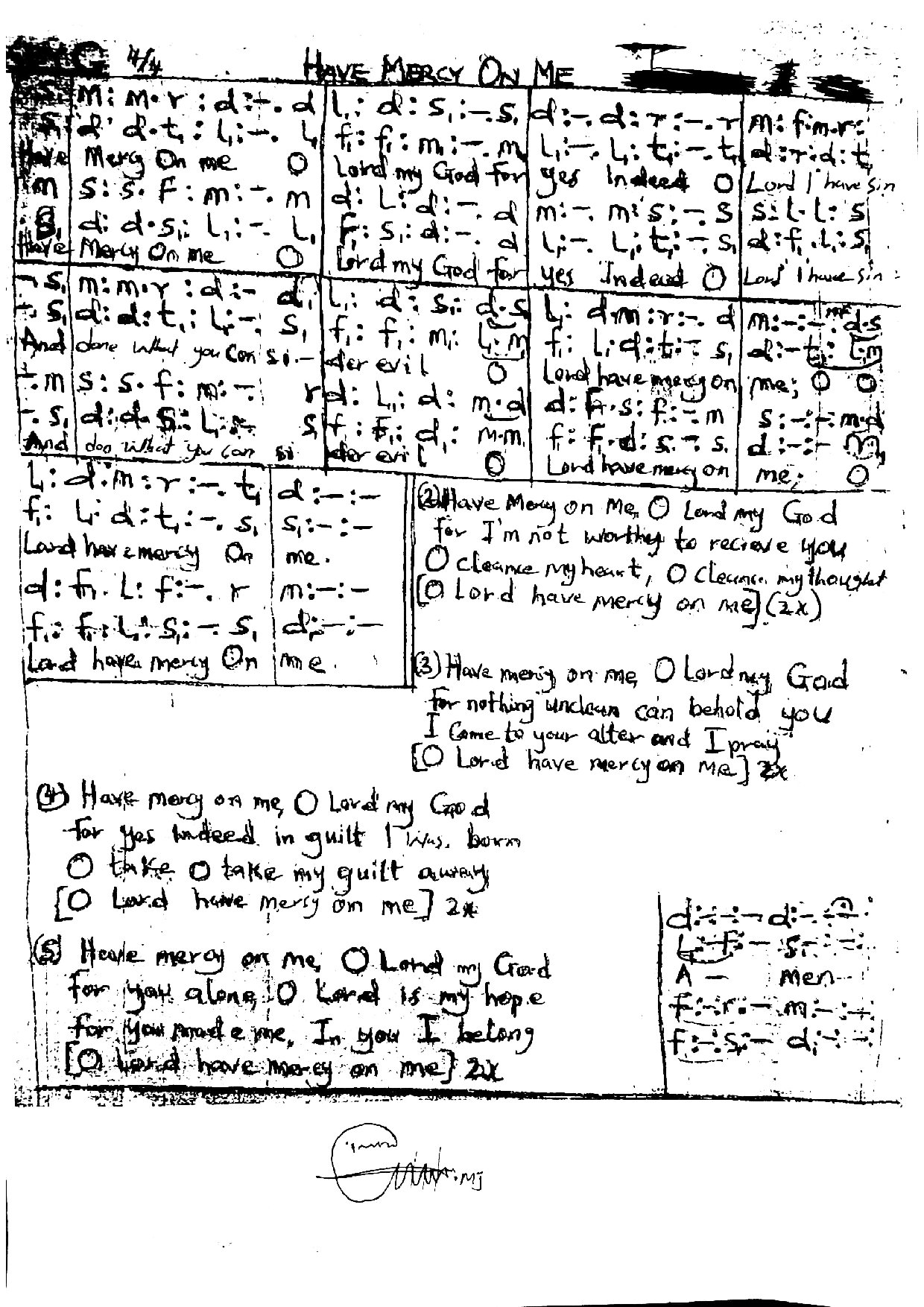 Have Mercy On Me - Download Choir Script PDF