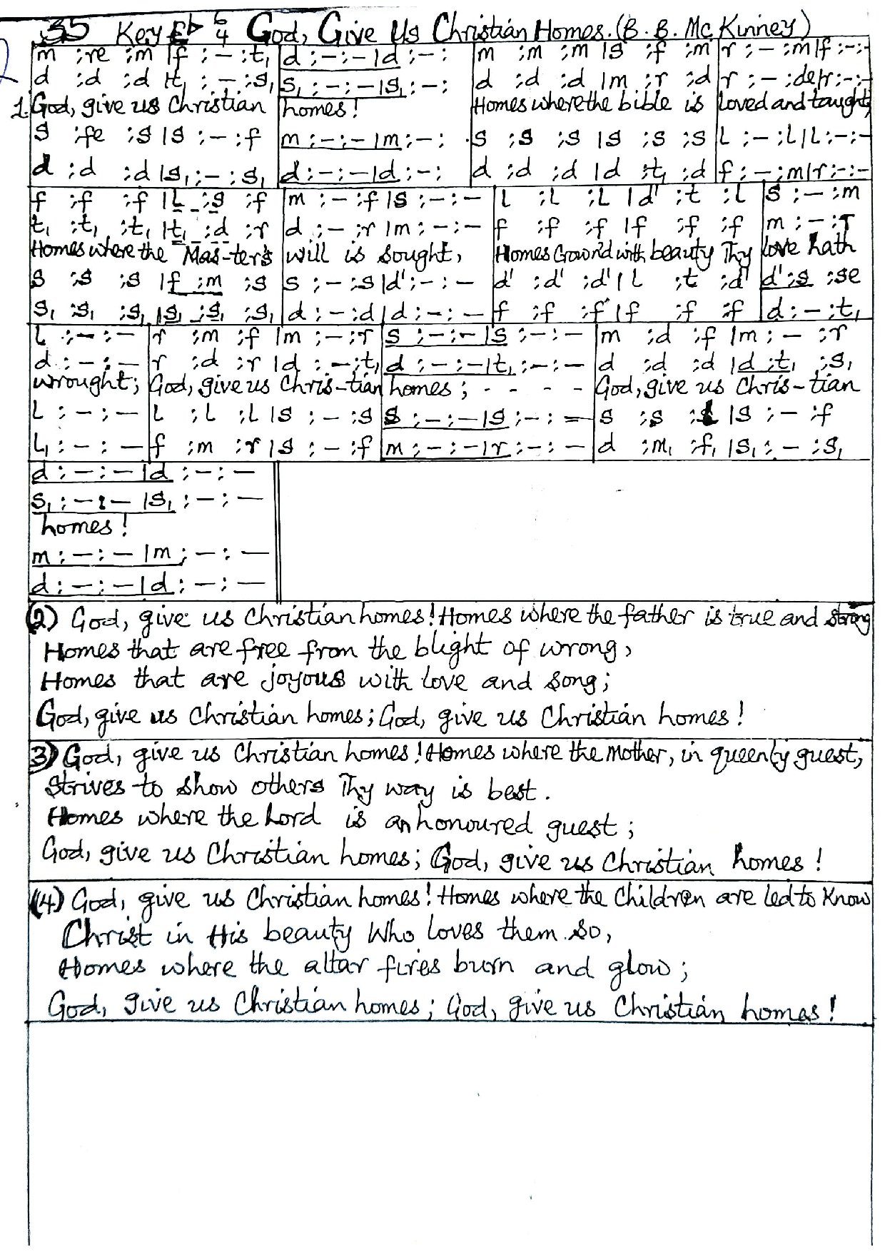 (Hymn) God Give Us Christian Homes - Download Choir Script PDF
