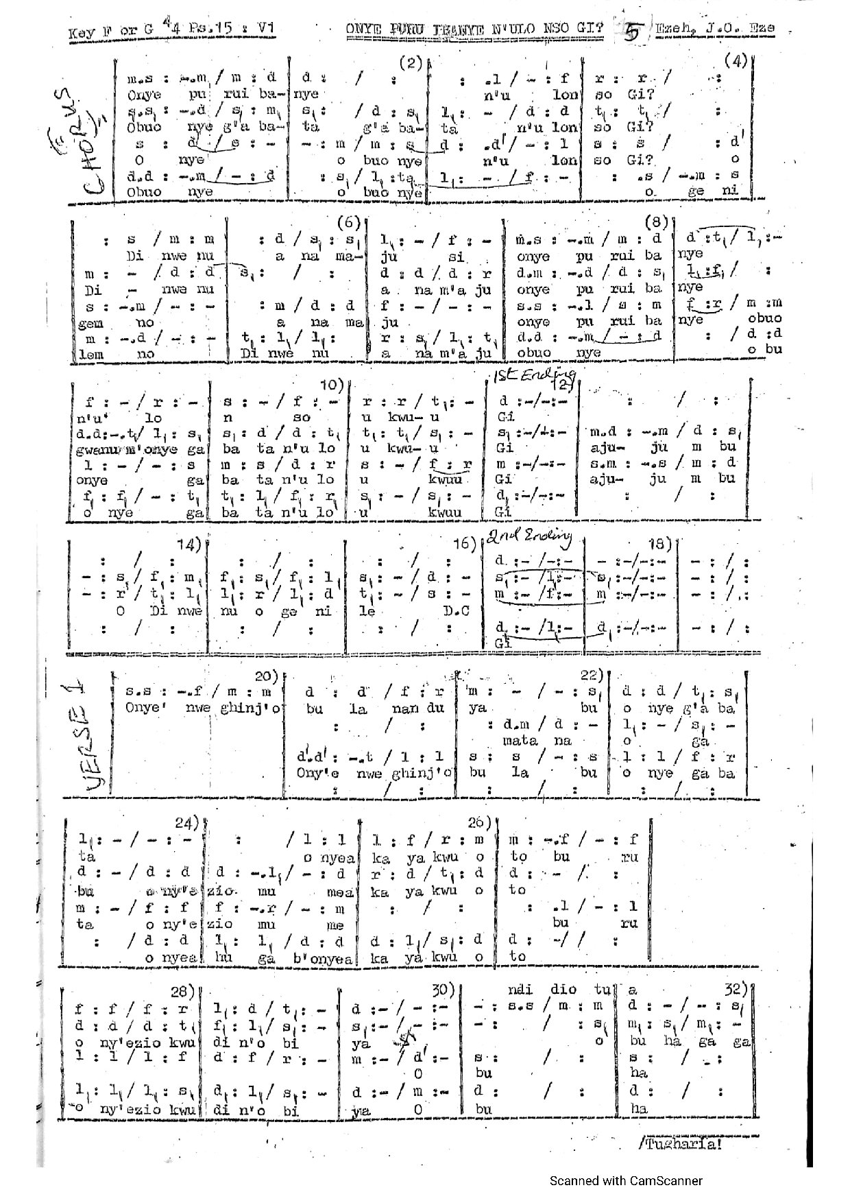 Onye Puru Ibanye N'ulo Nso Gi - Download Choir Script PDF