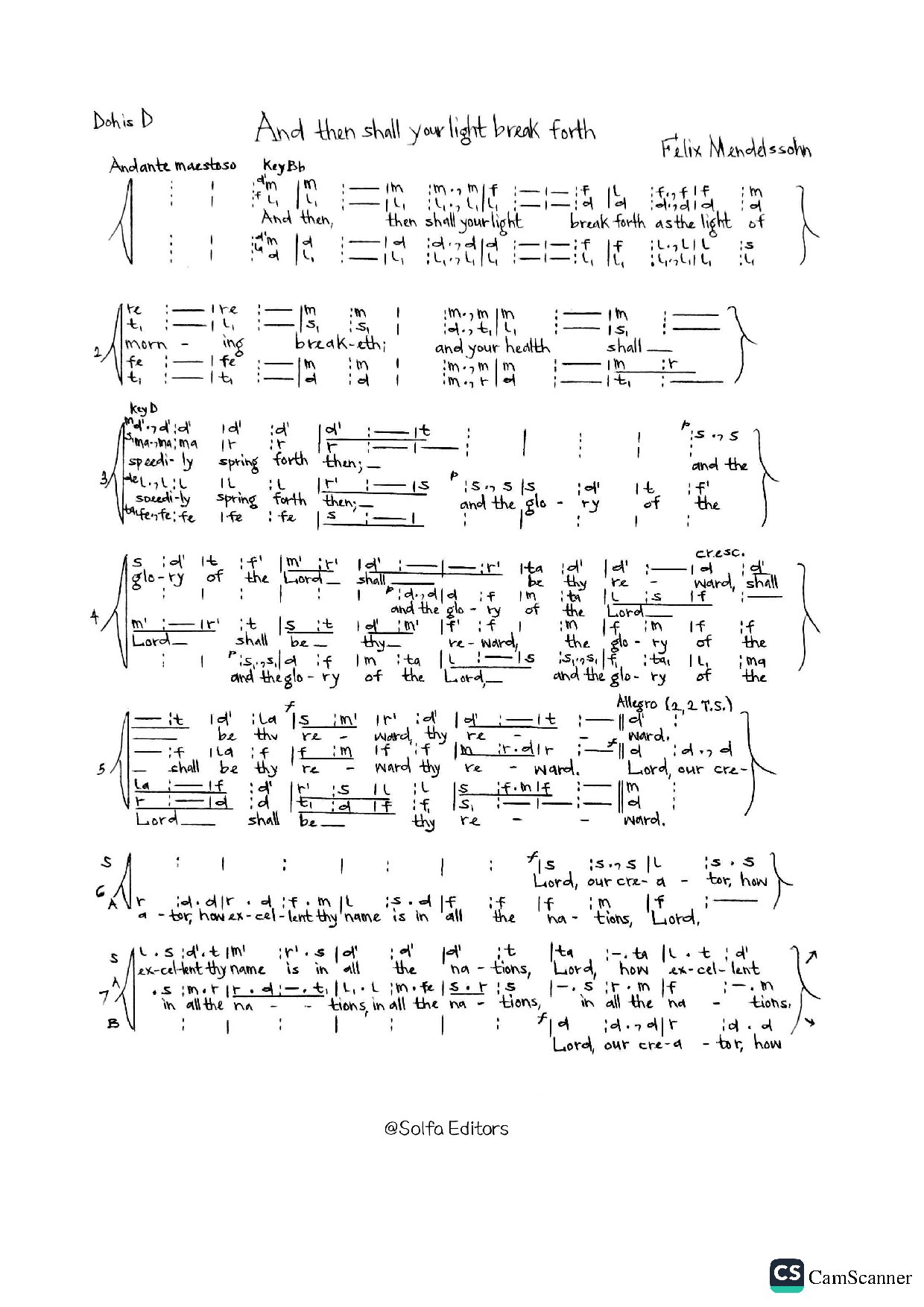 And Then Shall Your Light Break Forth - Mendelssohn - Download Choir Script PDF