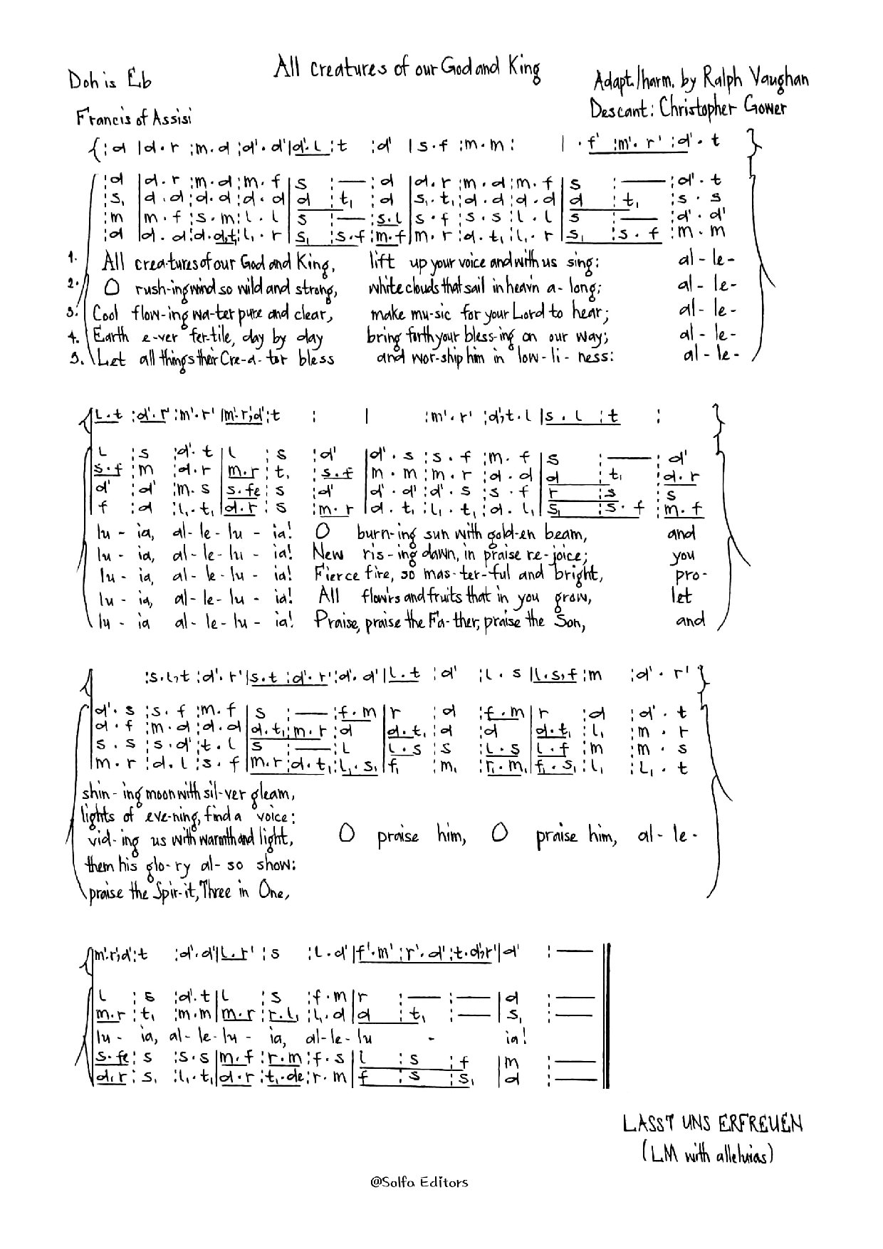 All Creatures Of Our God - Download Choir Script PDF