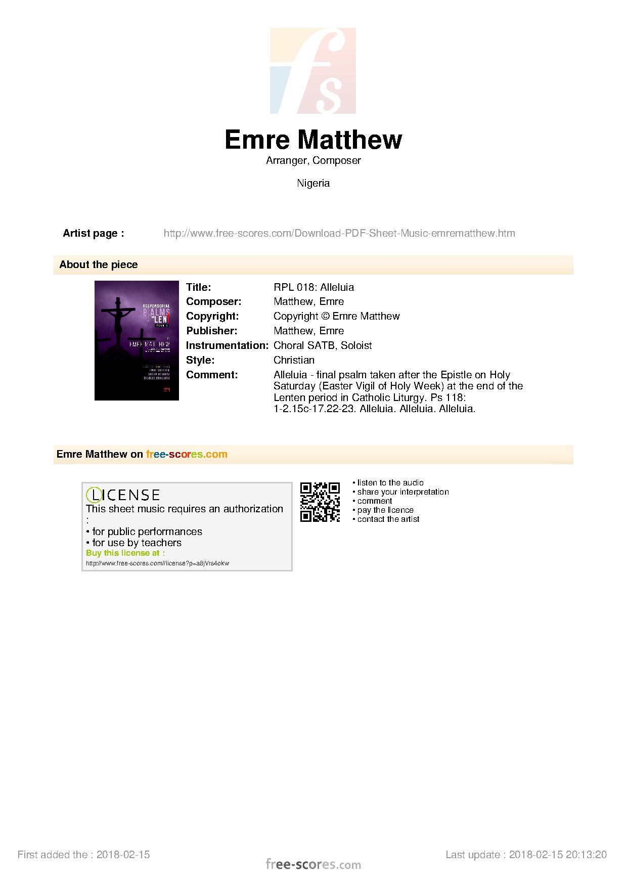 (Accl) Alleluia - Matthew Emre - Download Choir Script PDF