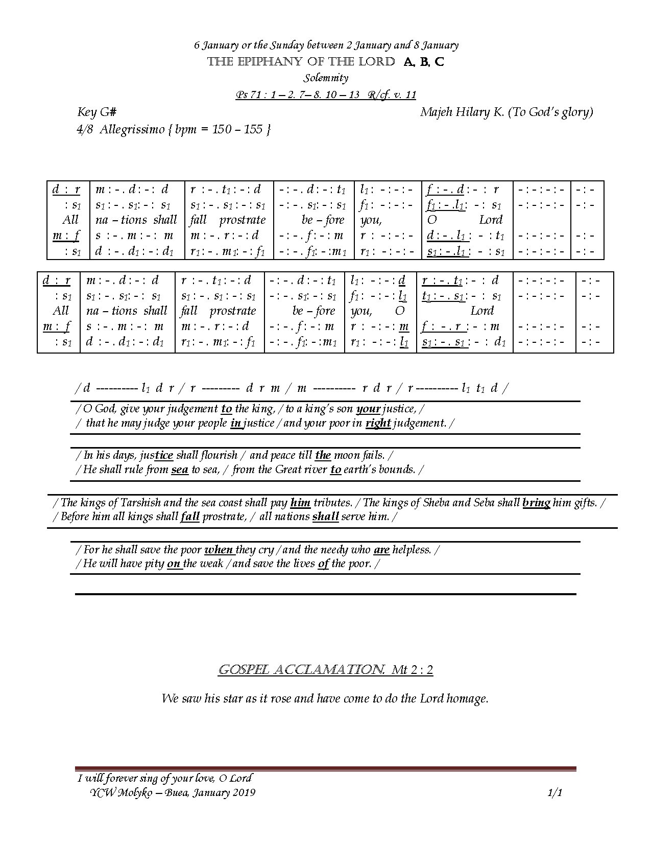 (Psalm) Epiphany Of The Lord - Download Choir Script PDF