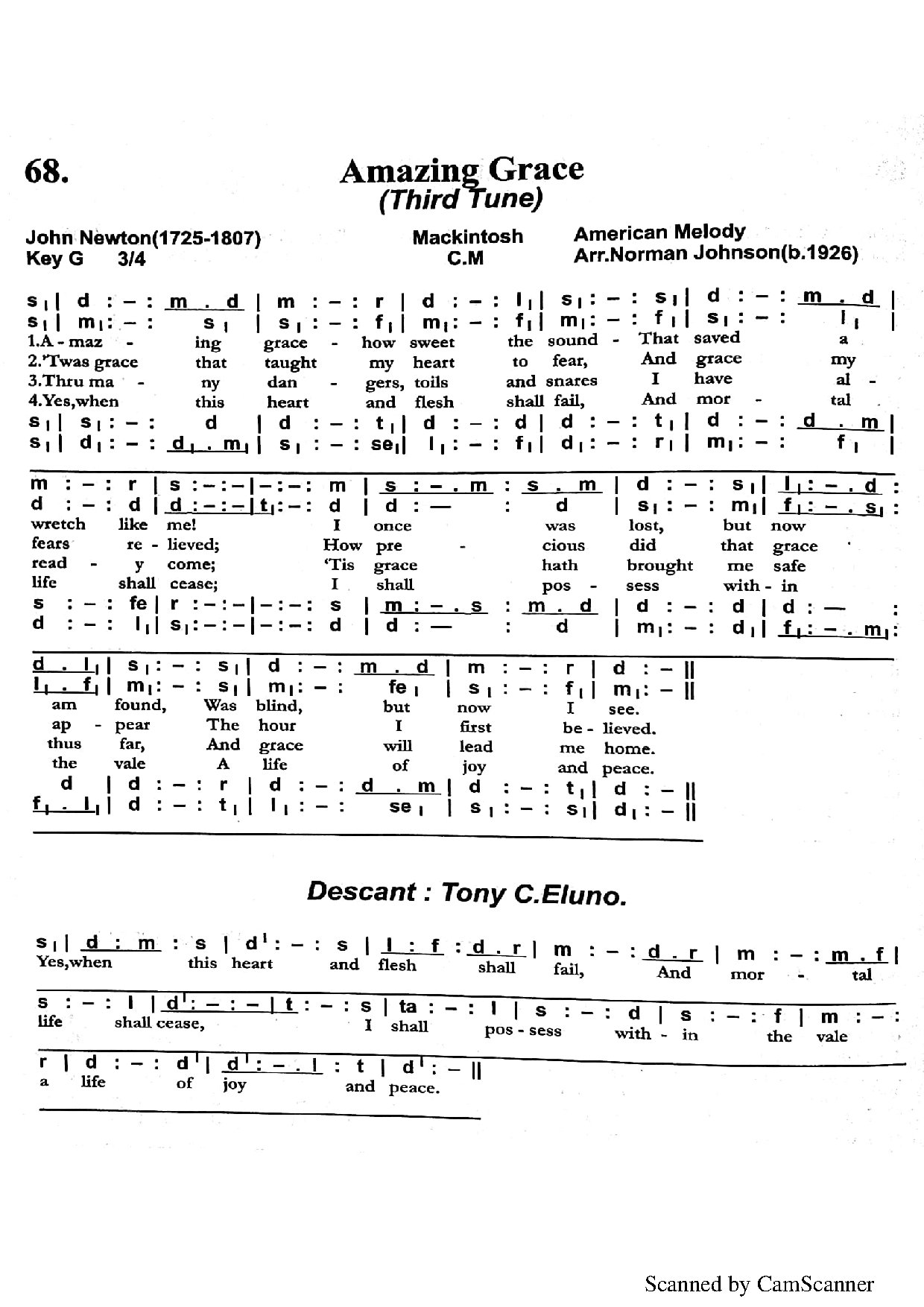 Amazing Grace - English - Download Choir Script PDF