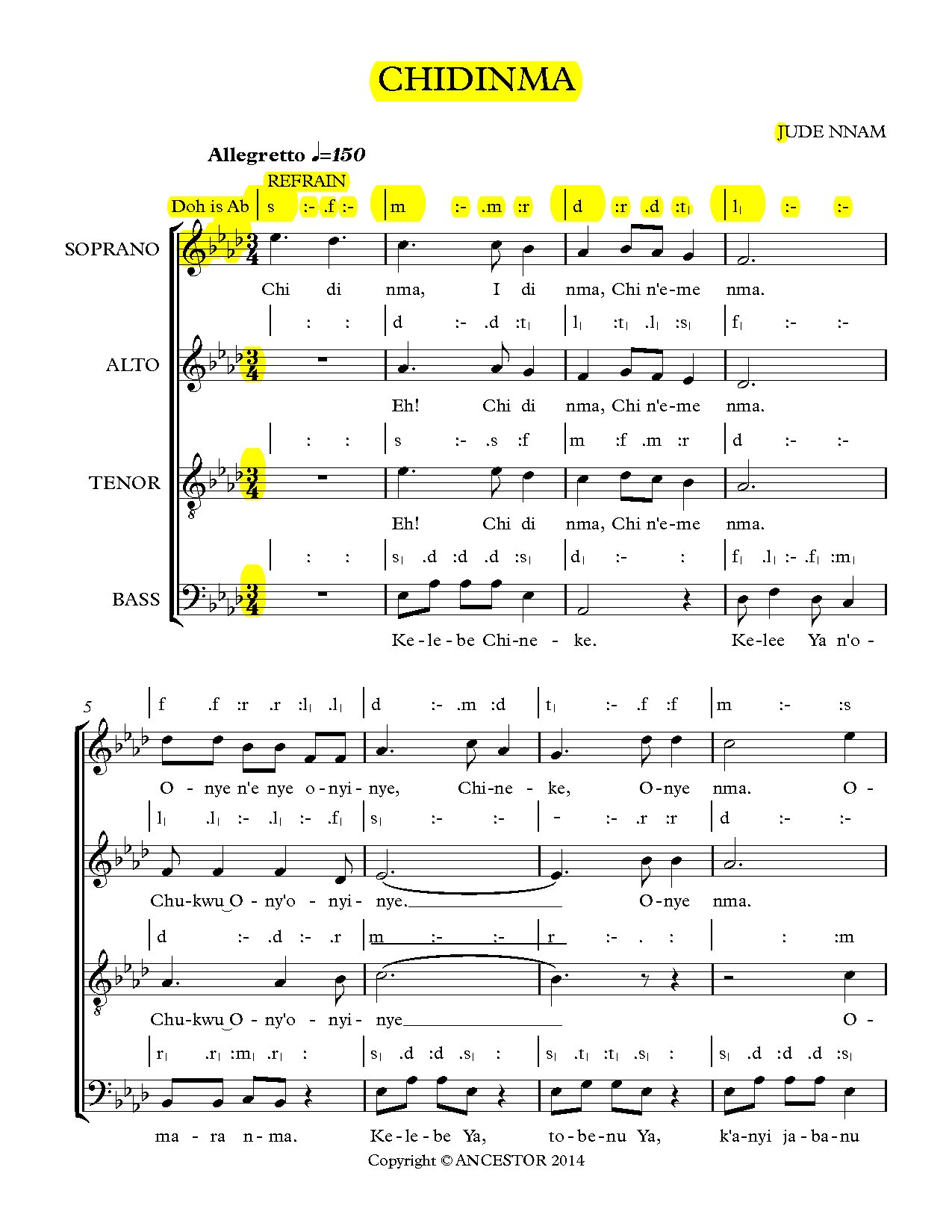 Chidinma (offertory) ~ Jude Nnam - Download Choir Script PDF