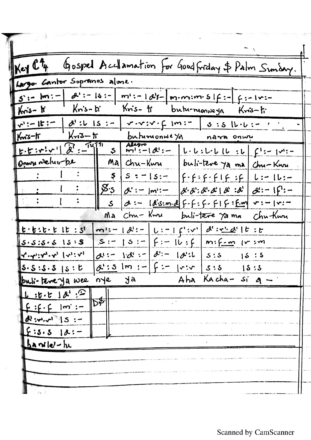 (Acclamation) Palm Sunday And Good Friday - Download Choir Script PDF