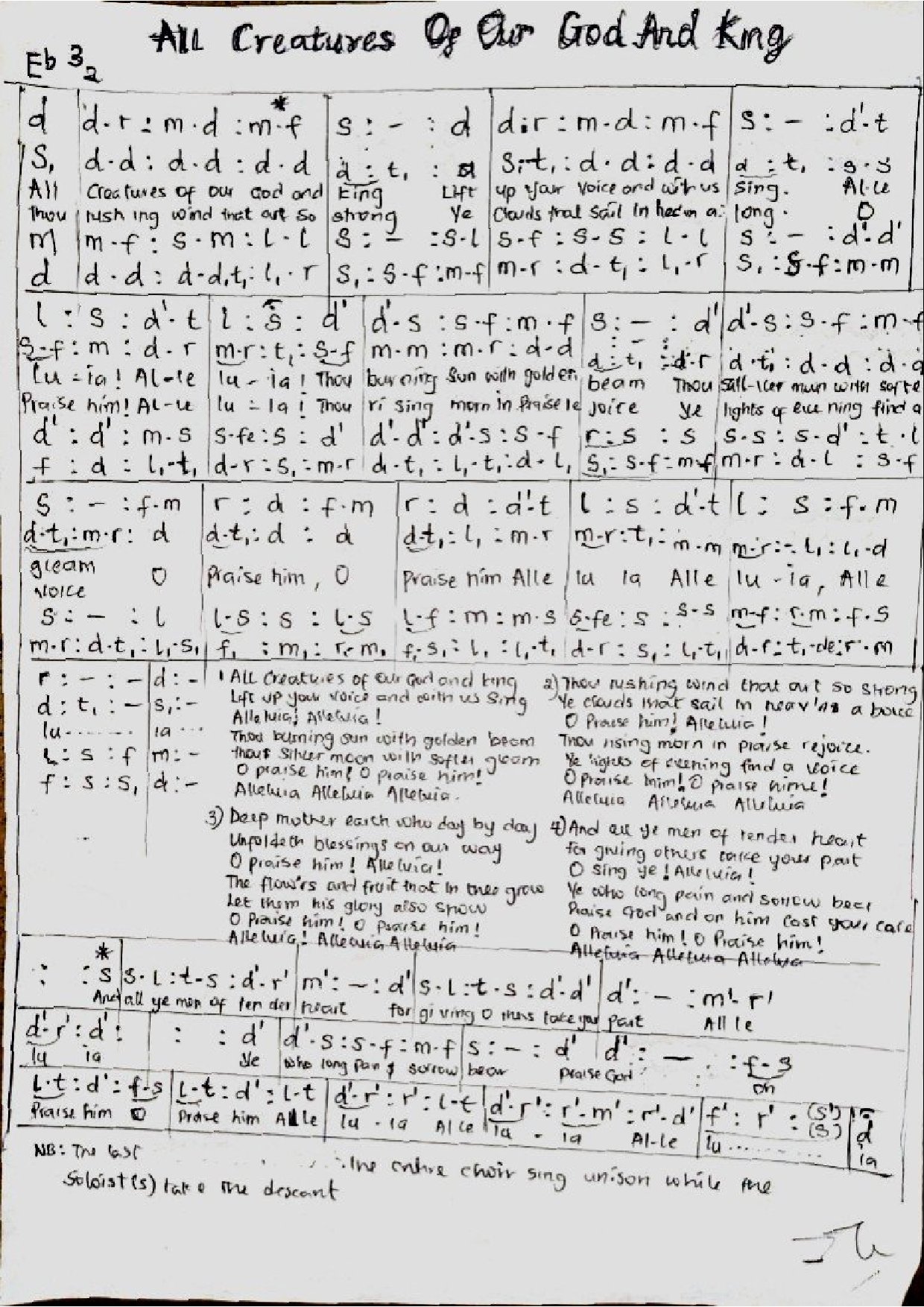 All Creature Of Our God And King. Scavc - Download Choir Script PDF