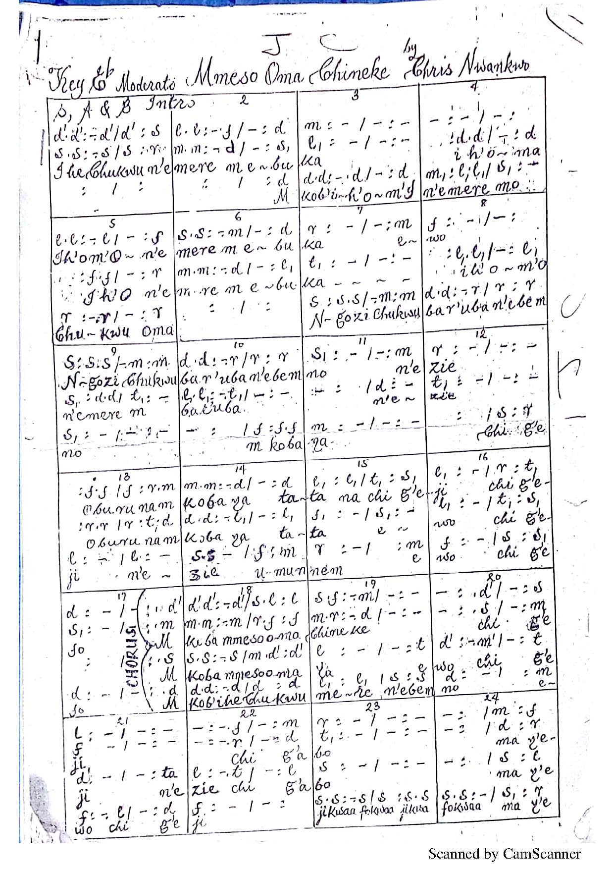Mmesoma Chineke By Chris Nwankwo - Download Choir Script PDF