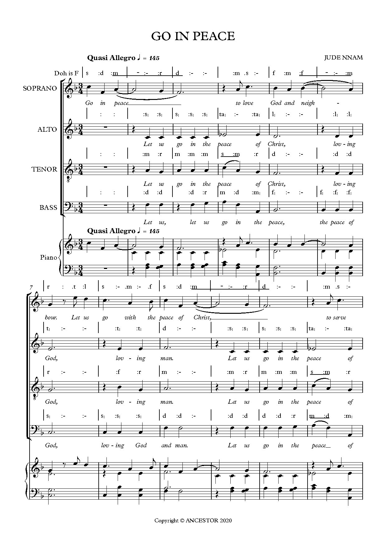 (Diss) Go In Peace - Jude Nnam - Download Choir Script PDF