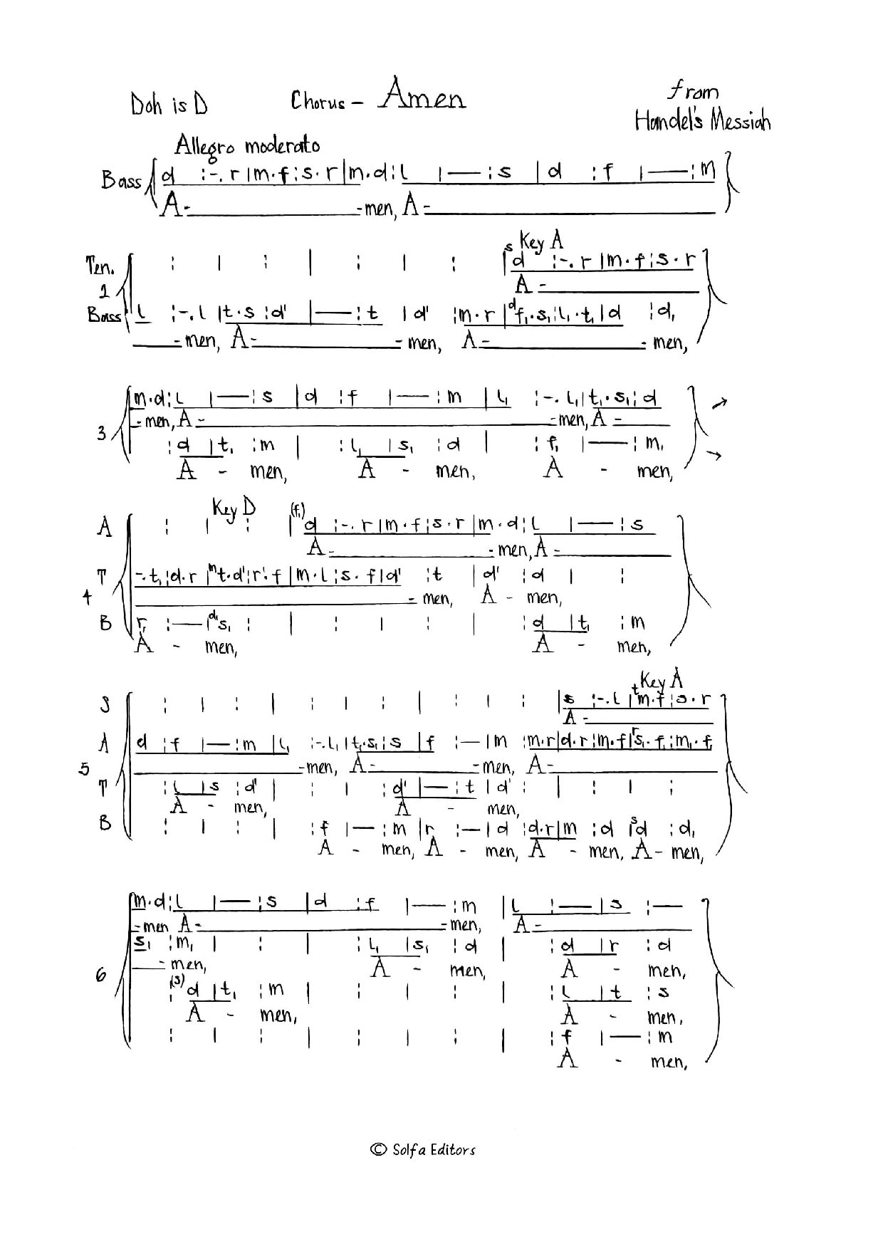 Amen - Handel - Download Choir Script PDF