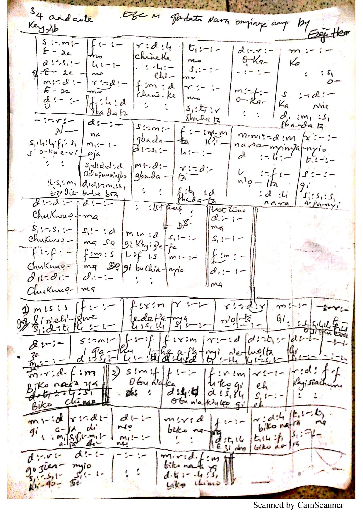 Eze M Gbadata - Download Choir Script PDF
