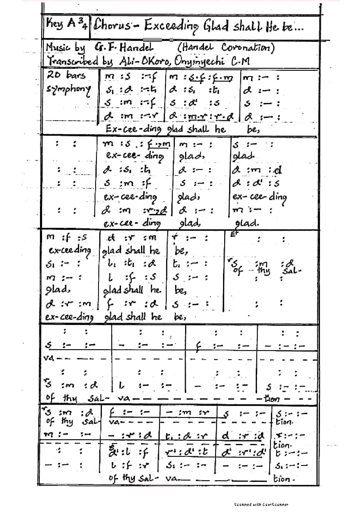 Handel Exceeding Glad - Download Choir Script PDF