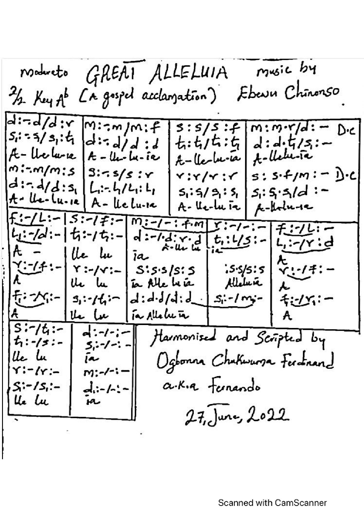 Great Alleluia By Ebewu Chinonso - Download Choir Script PDF