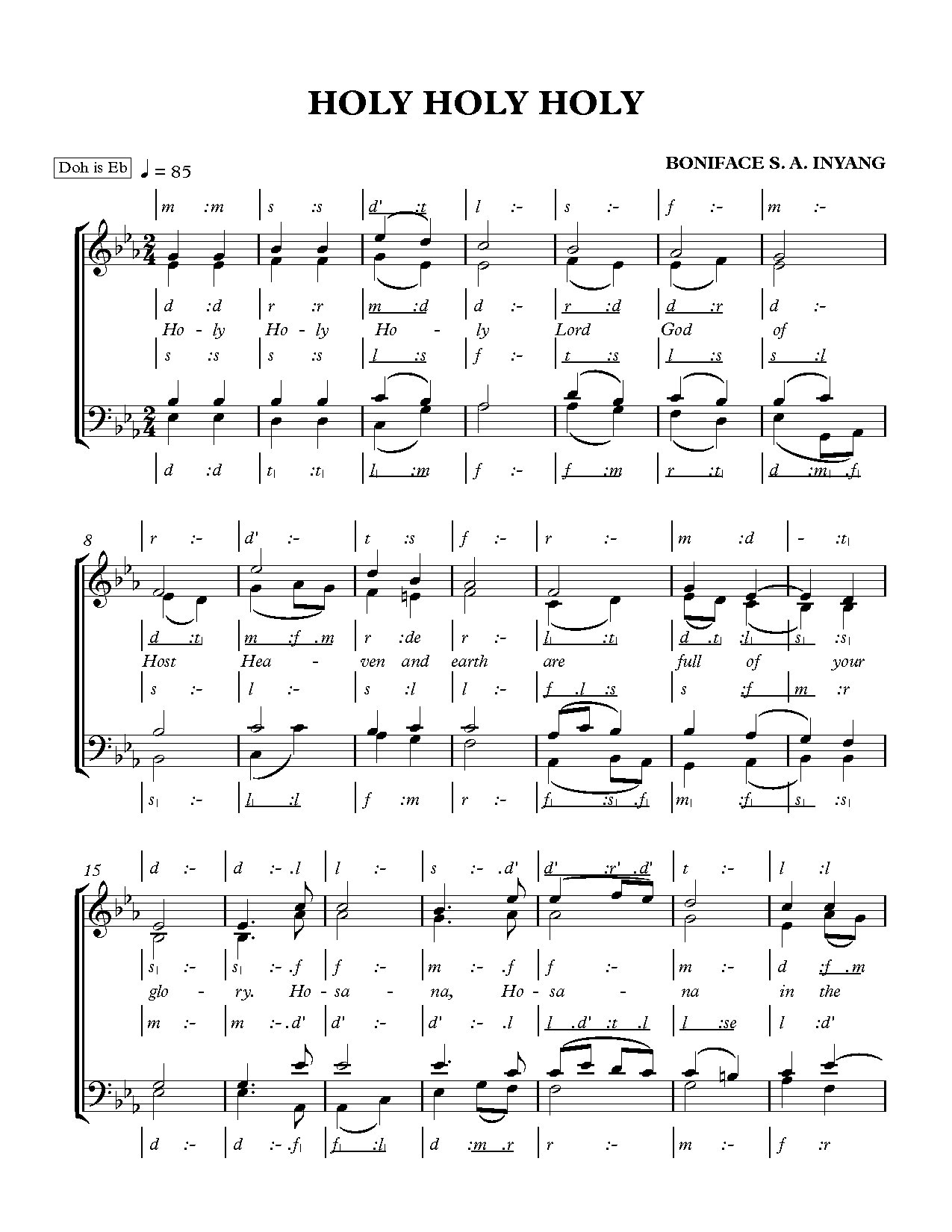 Holy Holy Holy - Akpan Boniface - Download Choir Script PDF