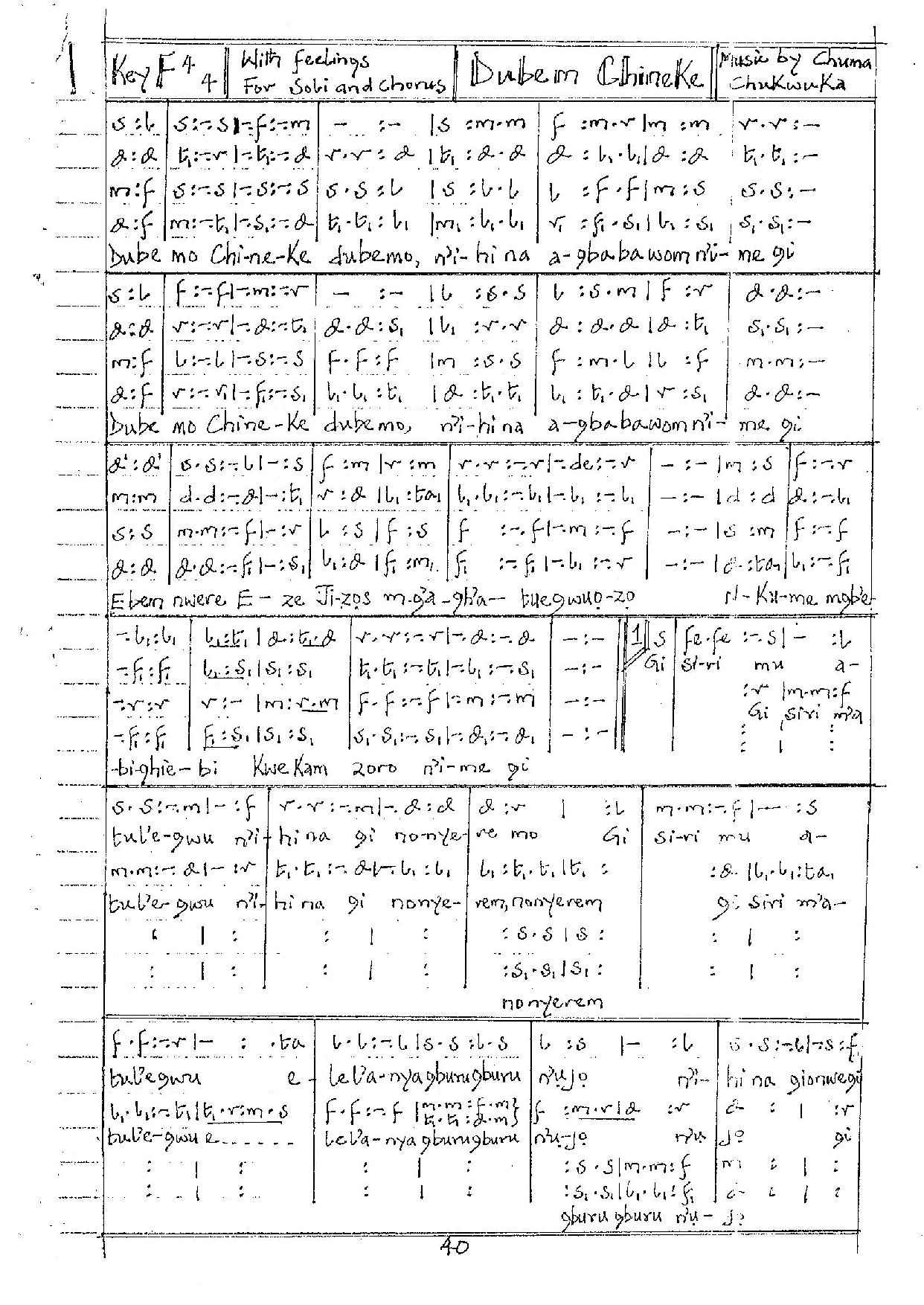 Dubem Chineke - Download Choir Script PDF