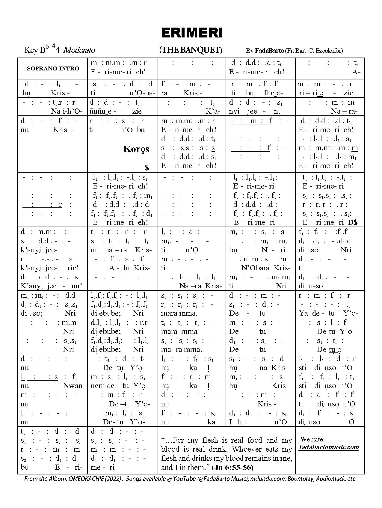 Erimeri-fadabarto - Download Choir Script PDF