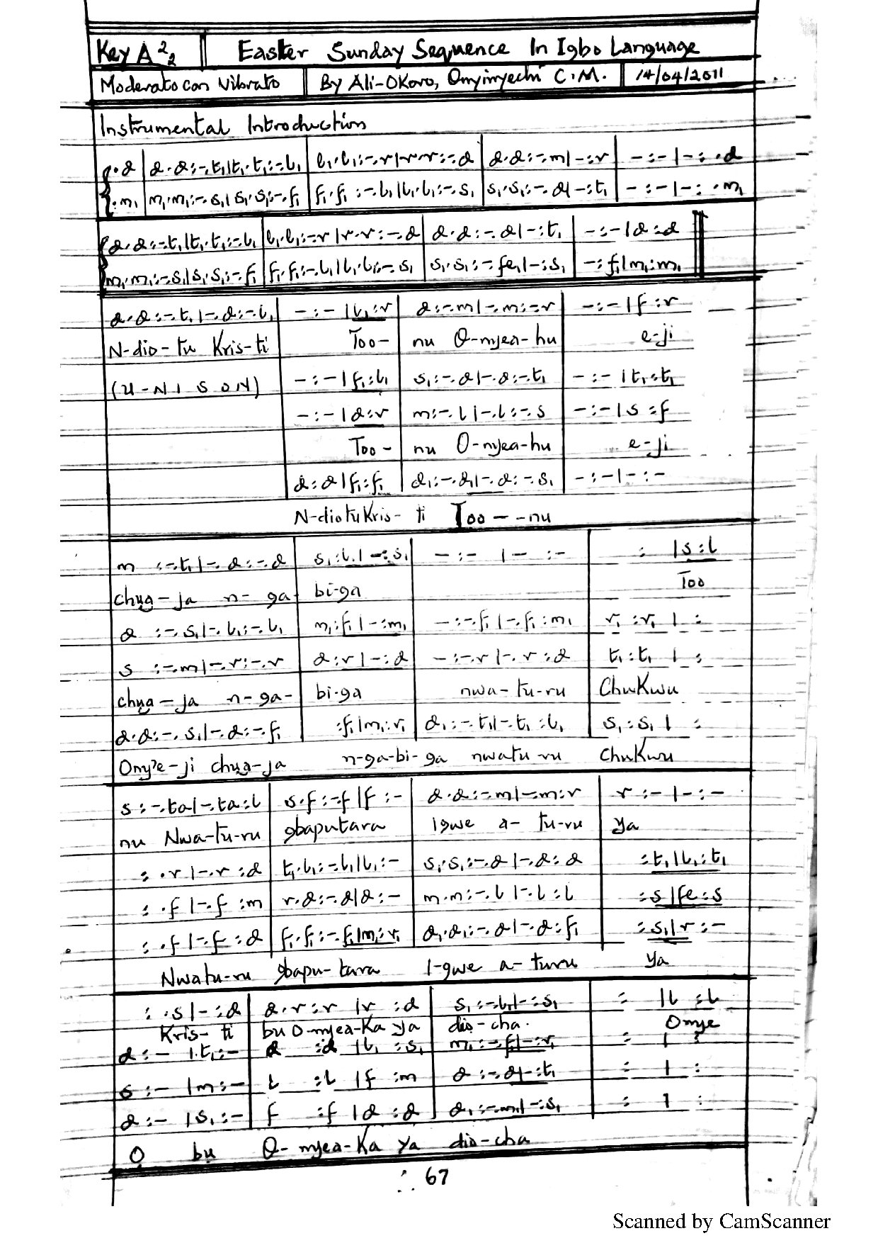 Easter Sequence (ukwe Oma) - Download Choir Script PDF