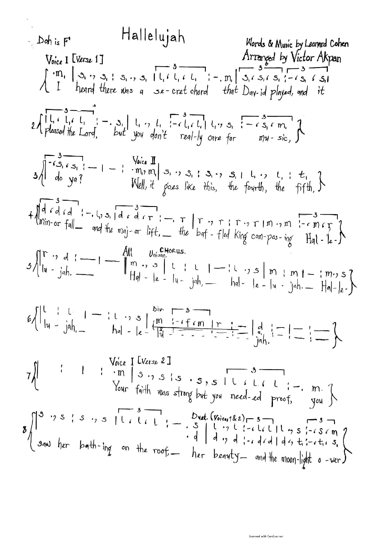 Hallelujah - Secret Chord - Download Choir Script PDF