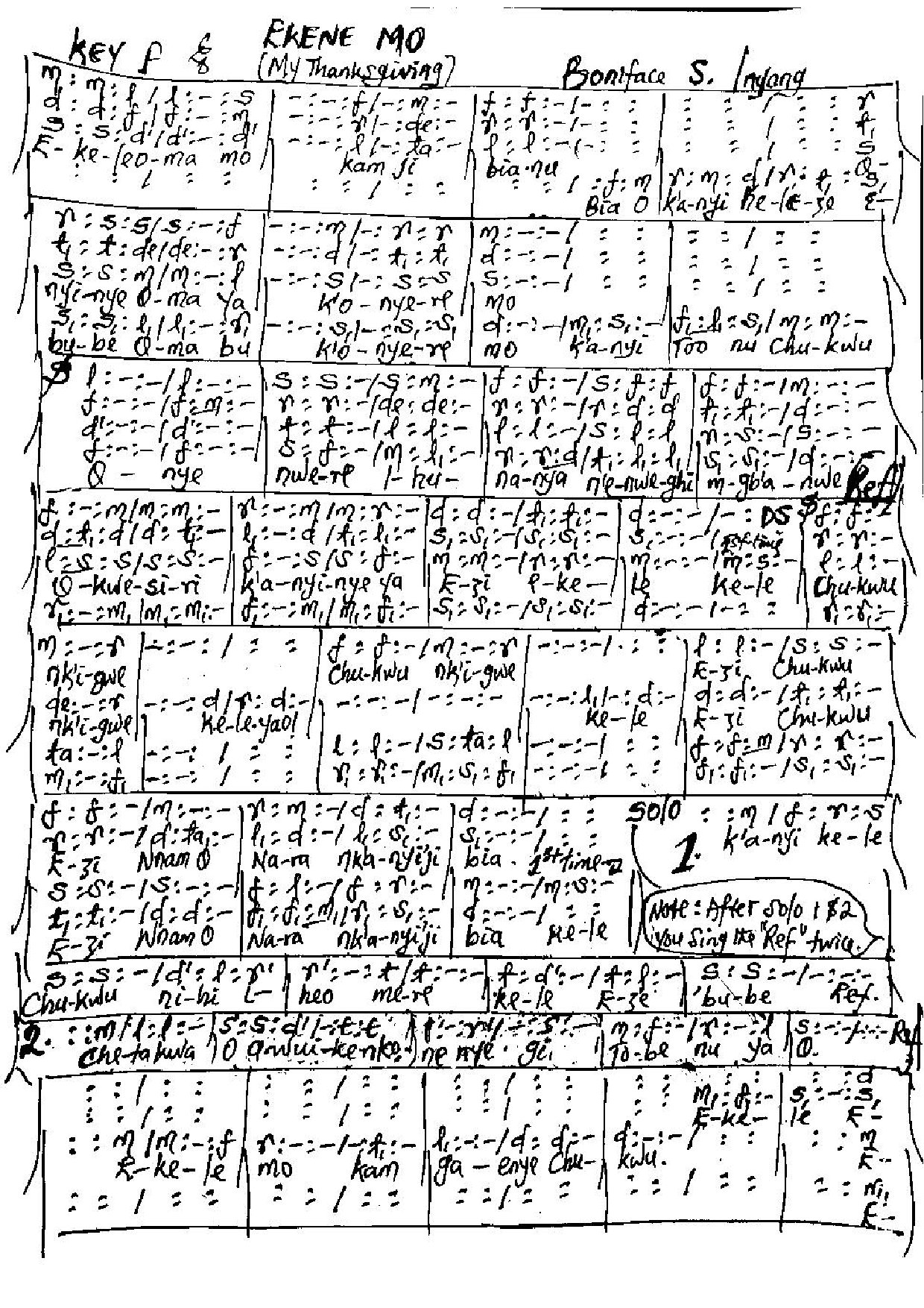 Ekene Mo - Boniface Iyang - Download Choir Script PDF