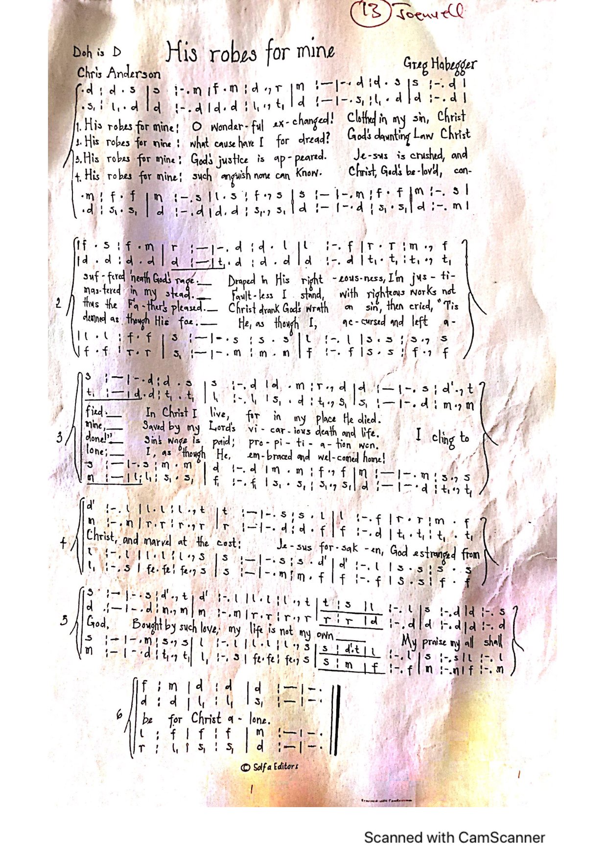 His Robes For Mine - Download Choir Script PDF